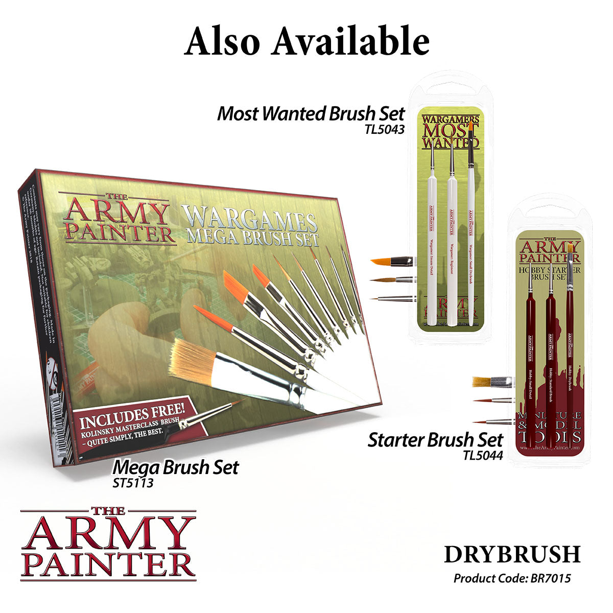 Dry Brush for Miniature Painting - Professional Hobby Brush Set for Warhammer, D&D & Model Kits - Perfect for Detailing, Dry Brushing & Texture Effects