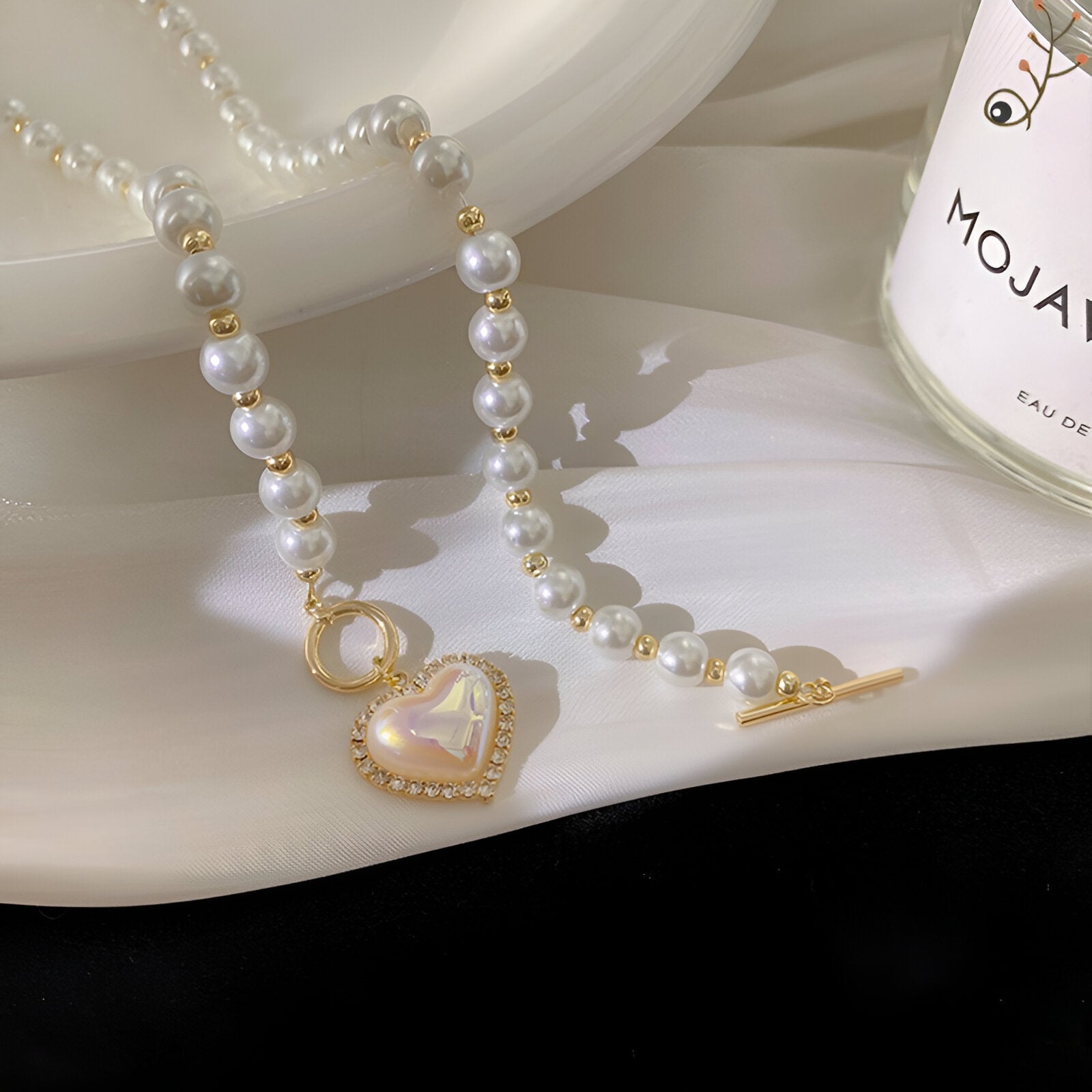 Elegant Heart Charm Pearl Beaded OT Necklace for Women | HN2013 | Perfect Gift for Valentine's Day, Anniversary & Special Occasions