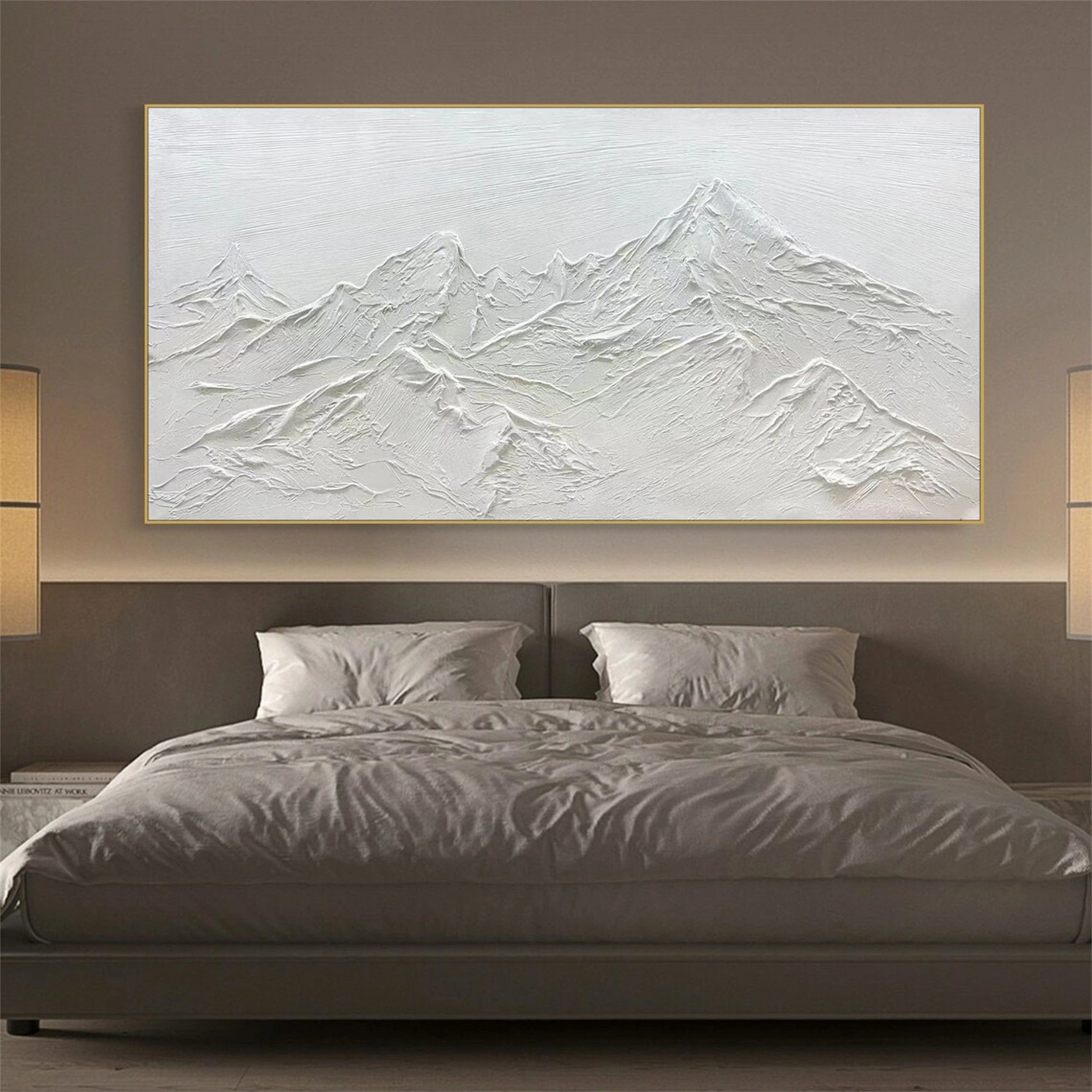 White Minimalist Textured Painting Canvas - Modern Abstract Wall Art for Living Room & Bedroom Decor | High-Quality Stretched Canvas #MM107