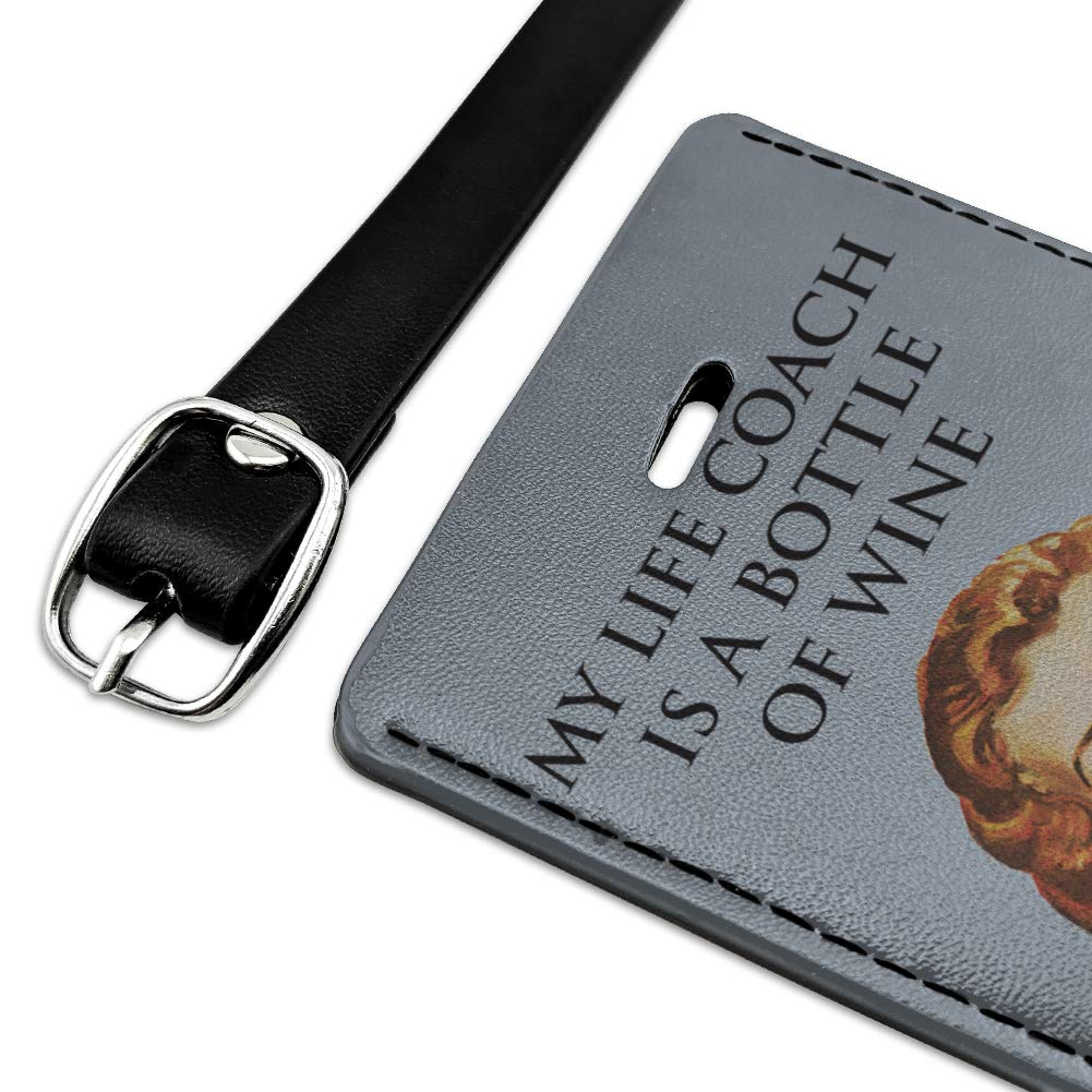 Funny Wine Lover Luggage Tag - Leather Rectangle ID Card Holder for Suitcases & Bags | Perfect for Travel, Gifts & Wine Enthusiasts
