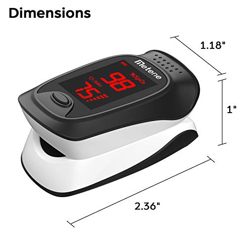 Metene Fingertip Pulse Oximeter - Accurate Blood Oxygen Saturation (SpO2) and Heart Rate Monitor for Adults & Kids - Portable Oxygen Meter for Home Use, Sports, Travel & Health Monitoring