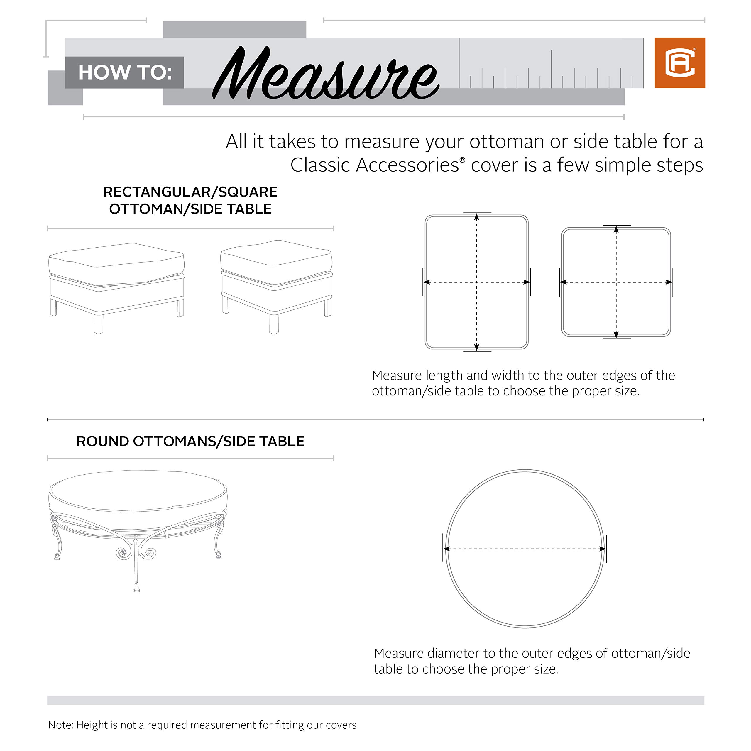 Classic Accessories Terrazzo Water-Resistant 26 Inch Square Ottoman/Coffee Table Cover - Durable Outdoor Protection for Patio, Deck, and Garden Furniture