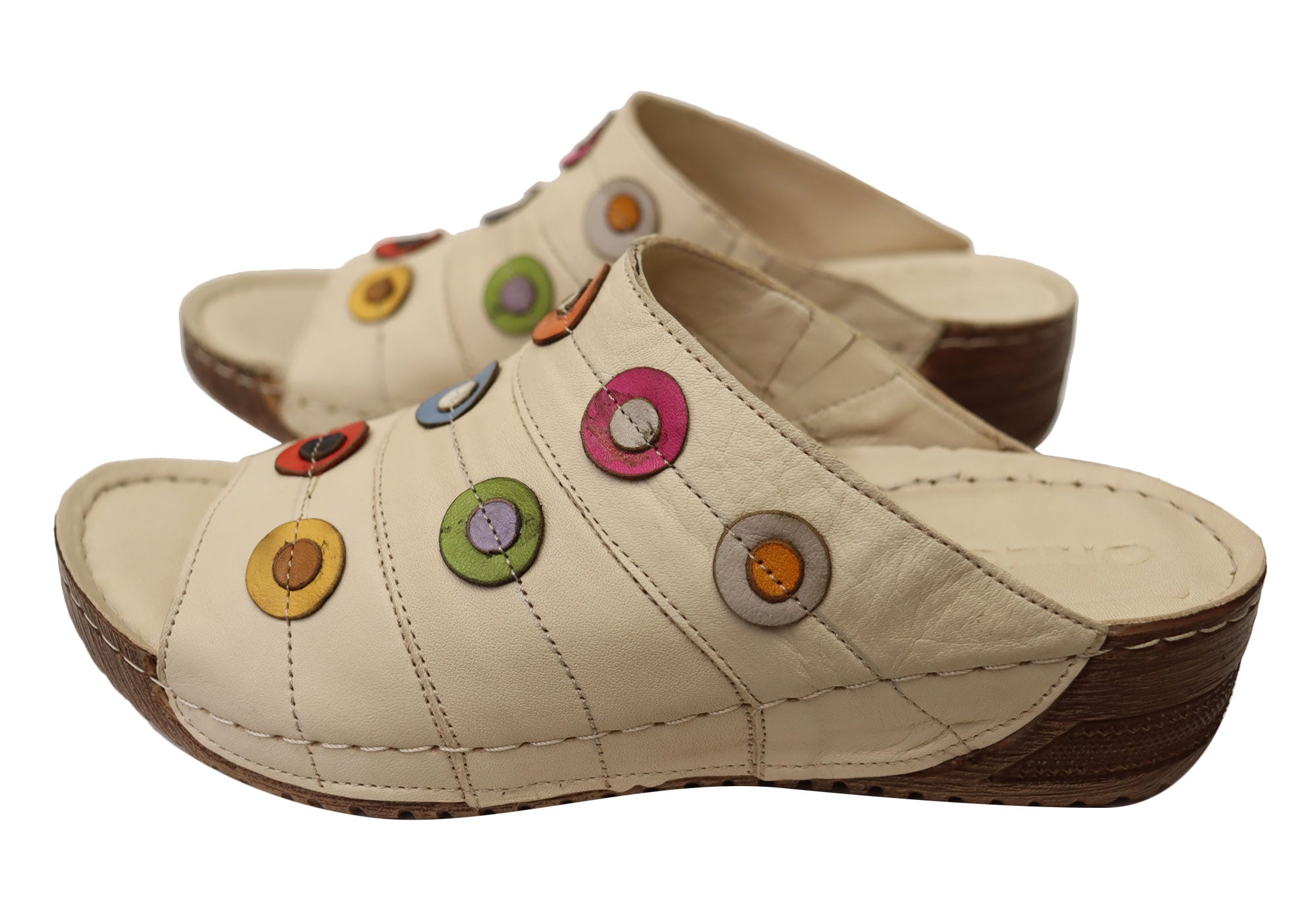 Orizonte Passion Women's Comfortable Leather Slides Sandals - European Style for Casual Wear, Beach, and Home Relaxation