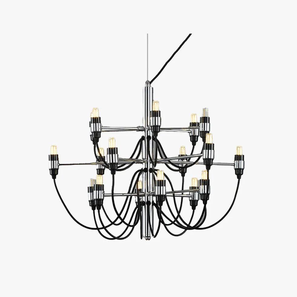 Industrial Black Multi-Arm Candelabra Chandelier - Vintage Ceiling Light Fixture for Dining Room, Living Room & Bedroom Decor
