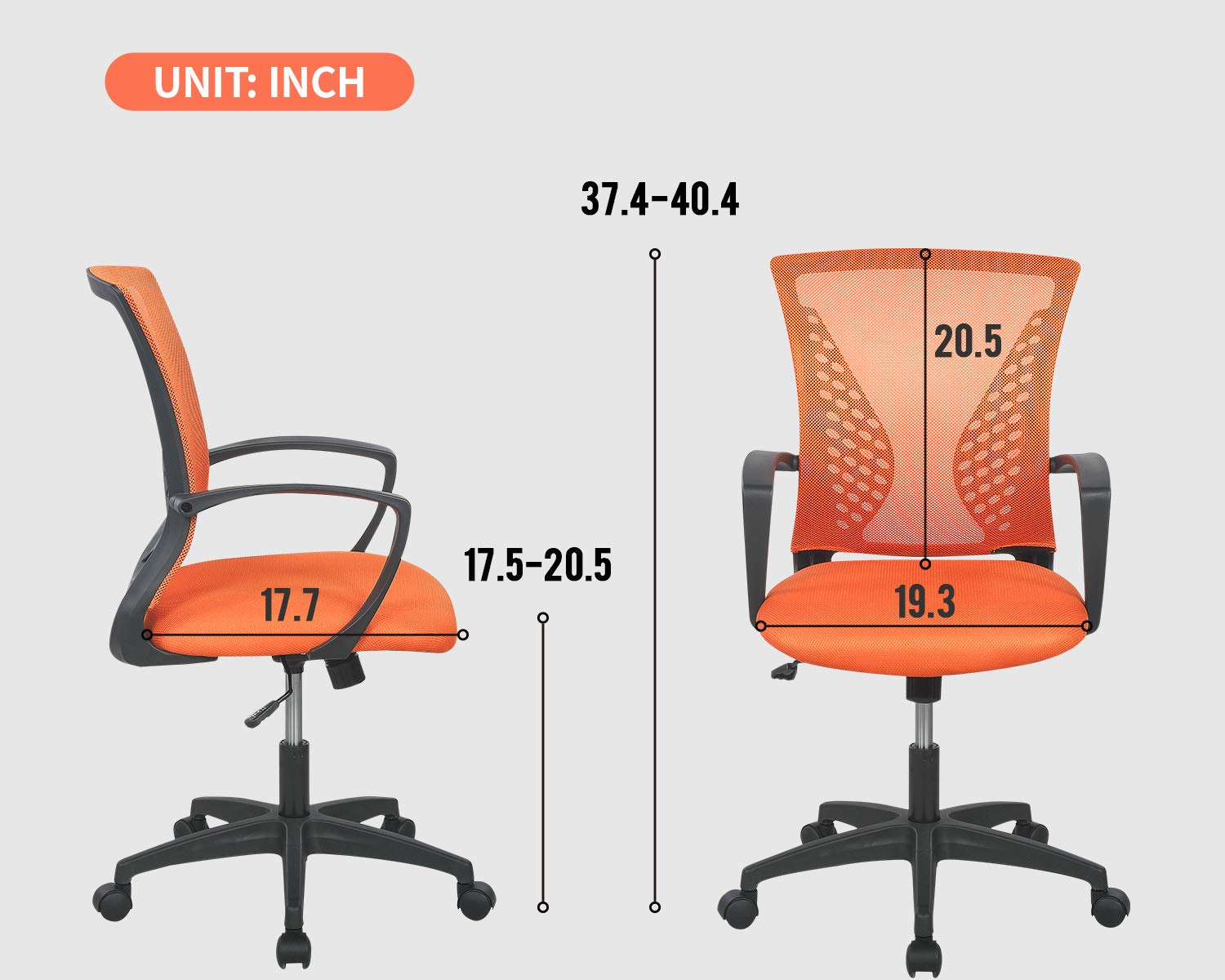 Ergonomic Mesh Office Chair with Adjustable Height & Lumbar Support - Breathable Computer Desk Chair for Men & Women - Home Office Chair with Armrests & Swivel Base - Perfect for Remote Work, Gaming & Study Sessions