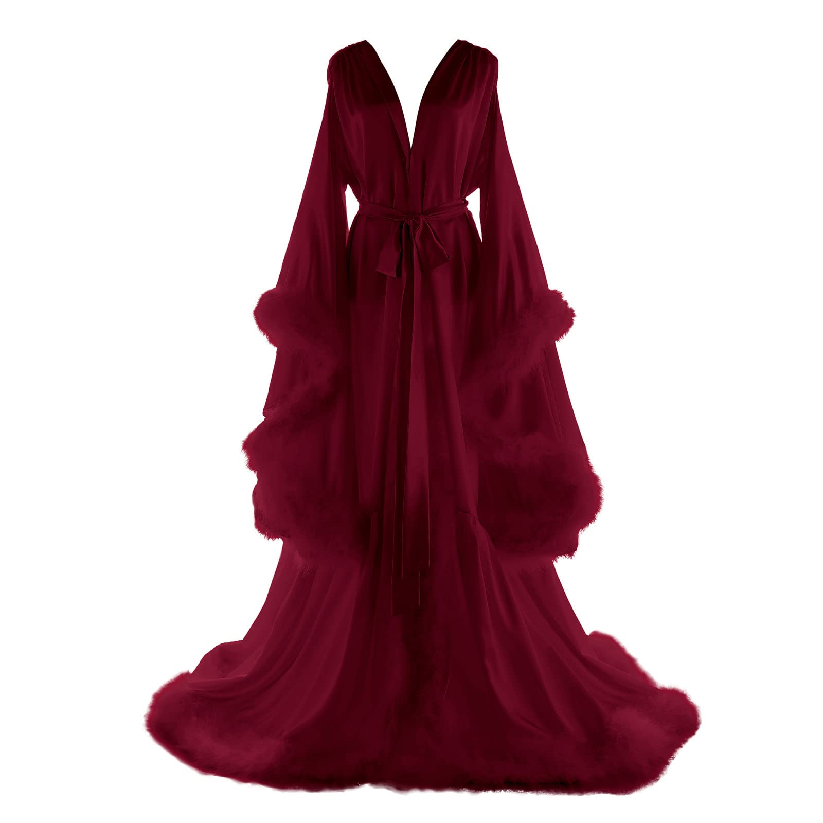 Elegant Women's Feather Bridal Robe - Silk Maternity Photoshoot Nightgown & Hollywood Style Lingerie Bathrobe | Perfect for Wedding, Boudoir Photography & Luxury Homewear