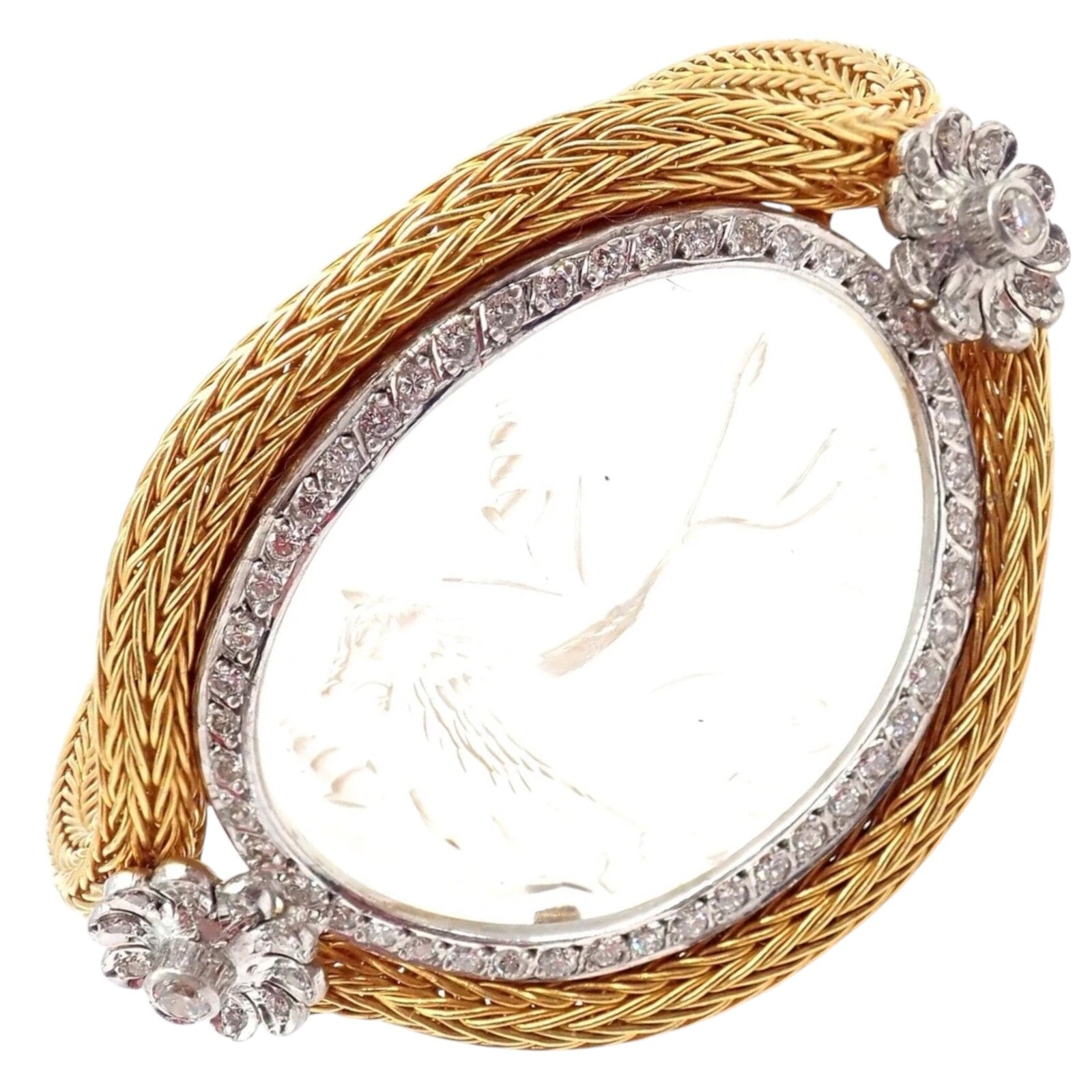 Authentic Ilias Lalaounis 18k Yellow Gold Diamond Rock Crystal Bangle Bracelet - Luxury Jewelry for Women, Elegant Gift for Special Occasions, Perfect for Weddings, Anniversaries and Formal Events