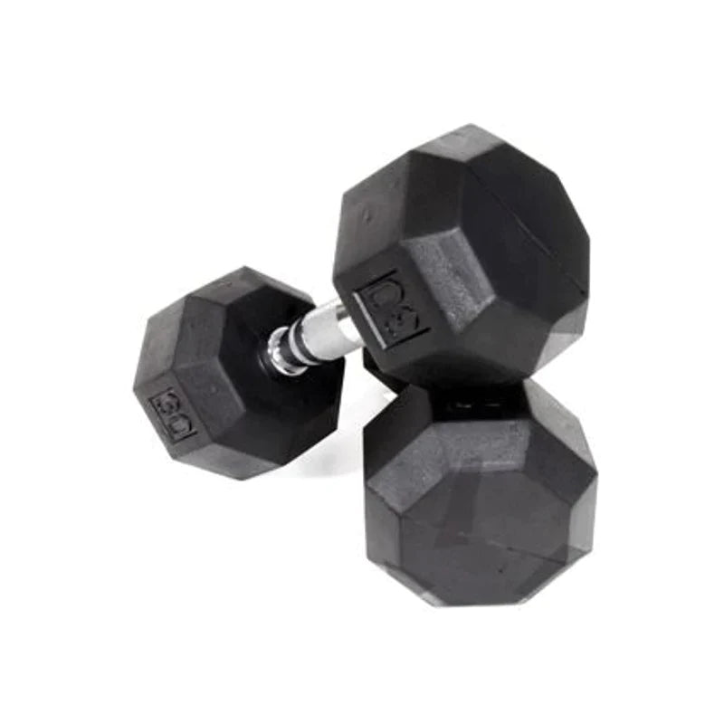 VTX 8-Sided Rubber Encased Dumbbells - 5lb to 75lb Set for Home Gym, Strength Training & Weightlifting - Durable Non-Slip Grip for Fitness, CrossFit & Workout Routines