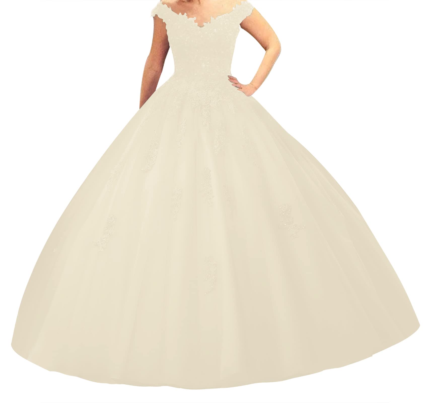 Elegant Off-the-Shoulder Lace Ball Gown Prom Dress - Long Tulle Quinceanera & Formal Evening Gown for Homecoming, Wedding, and Special Occasions