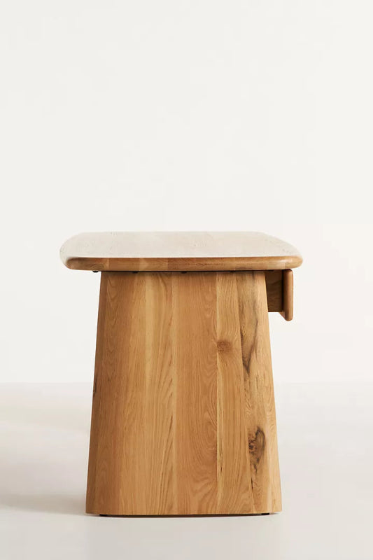 Handmade Solid Wood Office Desk with 2 Drawers - Natural Finish for Home Office, Study & Workspace - Ergonomic Design for Comfortable Working