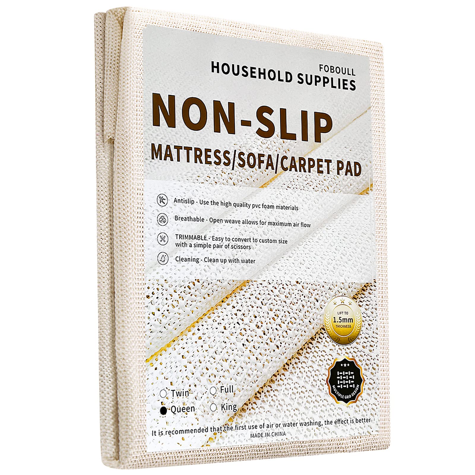 Non-Slip Mattress Gripper Pads - Queen Size Anti-Slide Mattress Stopper for Box Spring, Platform & Metal Bed Frames | Secure Your Mattress & Prevent Shifting (Perfect for Adjustable Beds, Memory Foam Mattresses & Guest Rooms)
