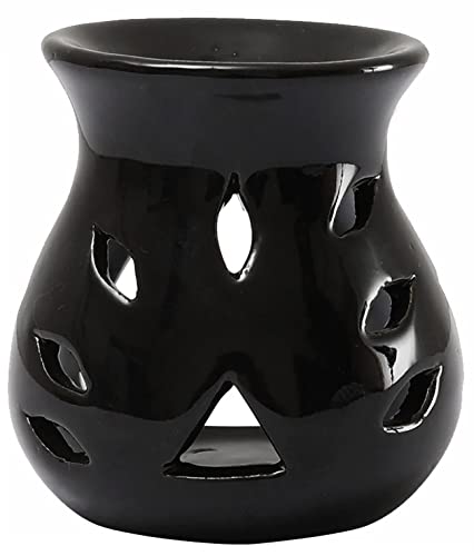 Premium AIR-ROMA Ceramic Essential Oil Diffuser - Black Aromatherapy Burner for Home, Office & Spa Relaxation | Perfect for Stress Relief, Yoga & Meditation