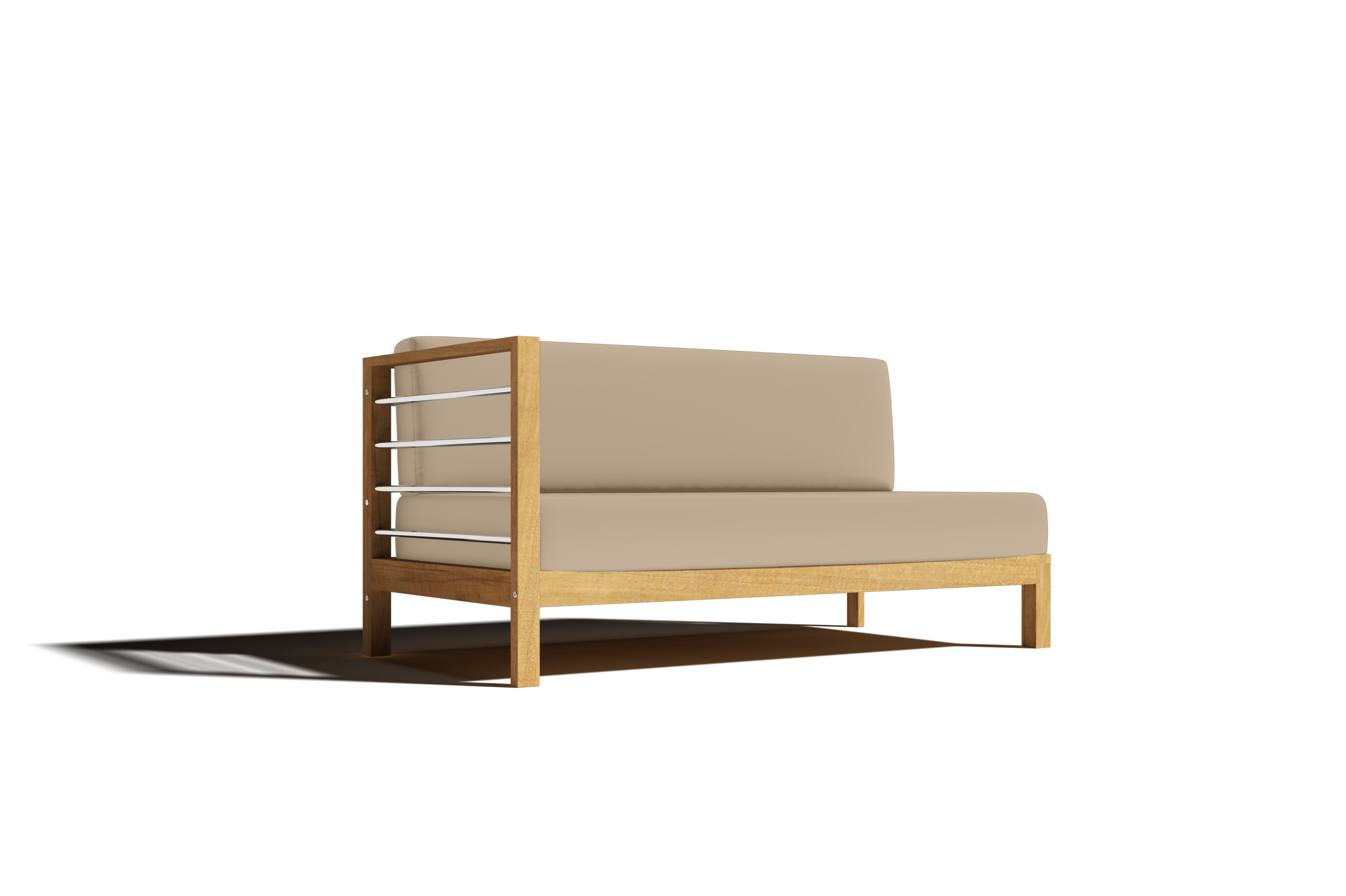 Leon Teak Outdoor Sectional Left Sofa with Sunbrella Fawn Cushion - Weather-Resistant Patio Furniture for Backyard, Poolside & Garden Relaxation