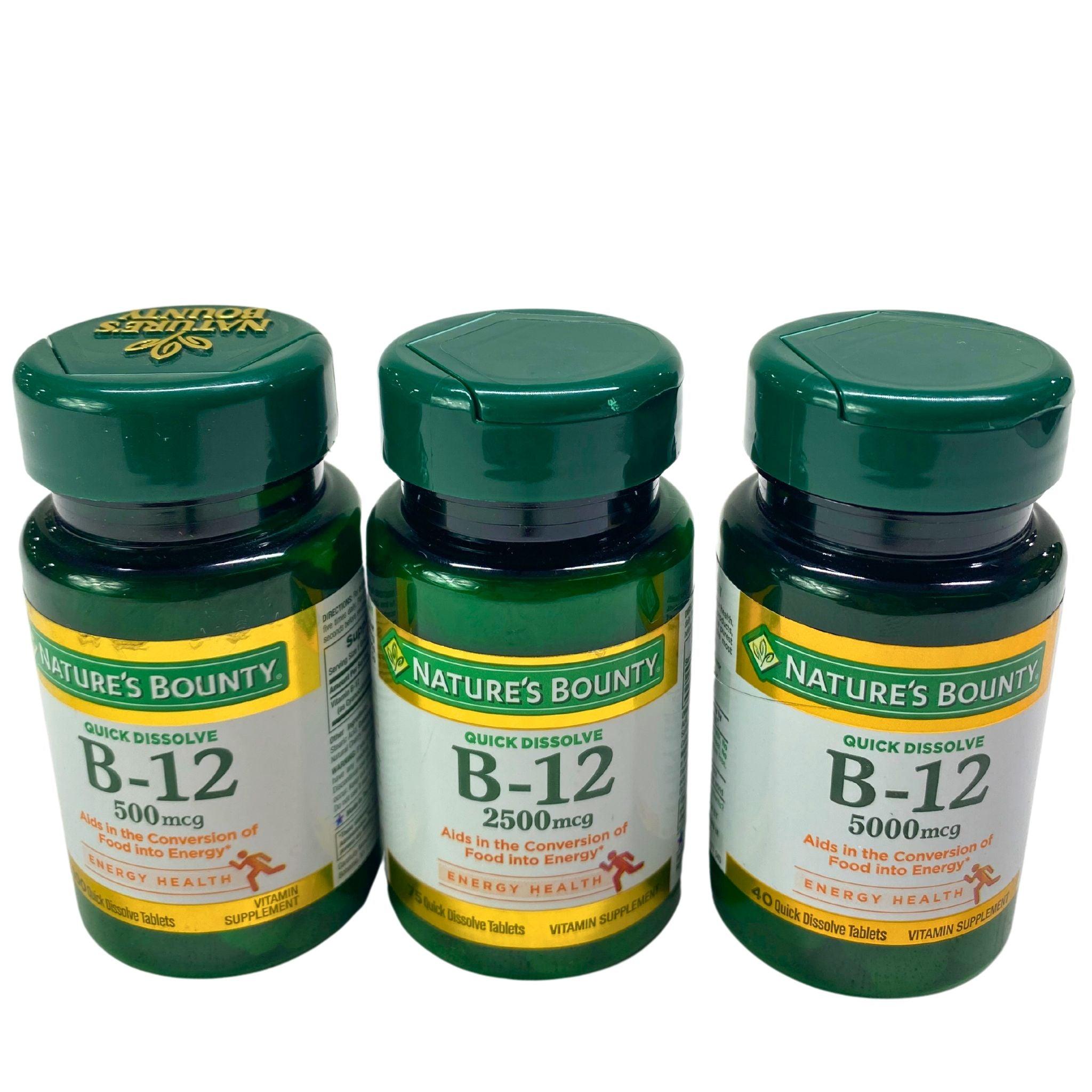 Nature's Bounty Vitamin B12 2500mcg, 500mcg & 5000mcg - Fast Dissolve Tablets for Energy & Metabolism Support - 50 Count - Perfect for Daily Wellness & Active Lifestyle