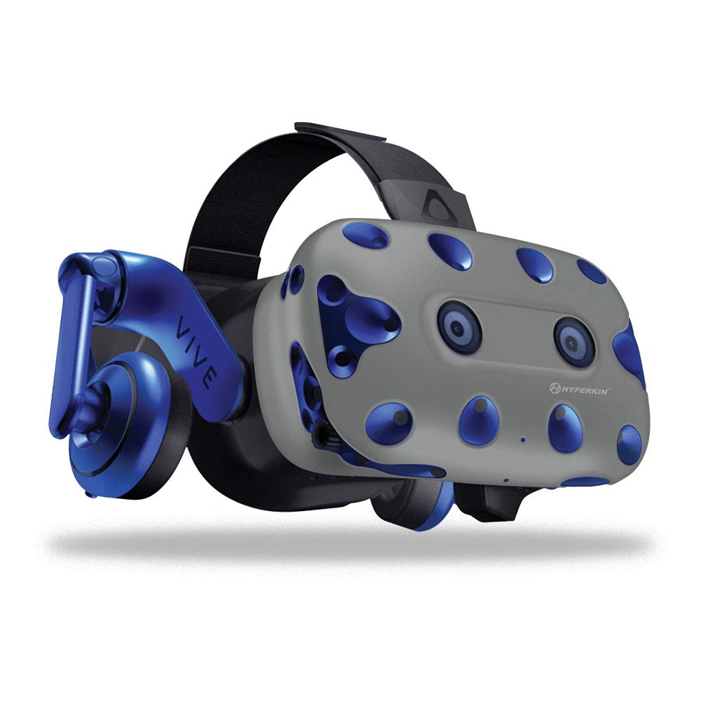 Hyperkin GelShell Silicone Skin Cover for HTC Vive Pro VR Headset - Gray & Blue - Protective Case for Gaming, Virtual Reality & Esports