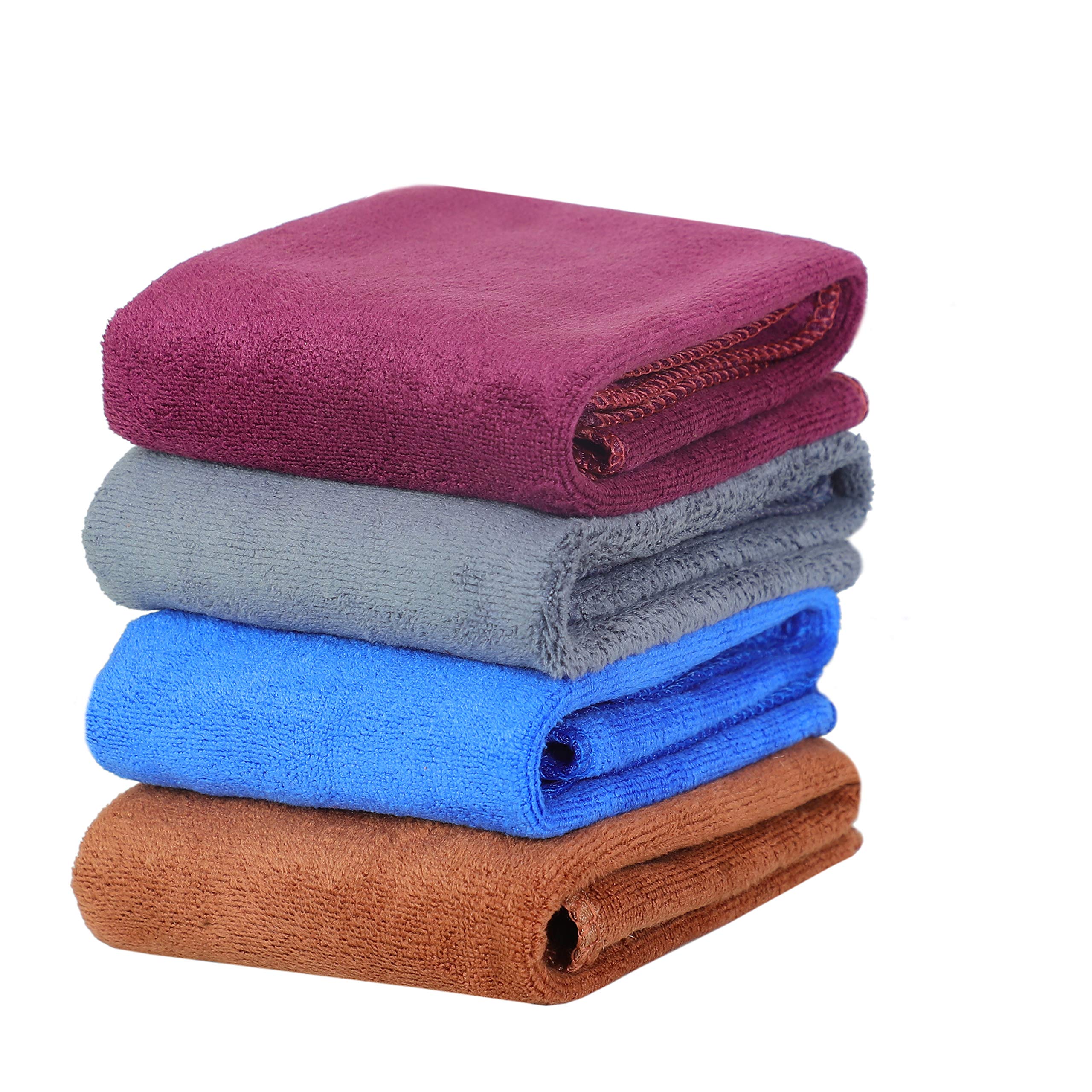 Soft Yellow Microfiber Face Towels 40x40cm (Set of 4, Multicolor) - 350 TC High Absorbency for Gym, Travel & Skincare Routine