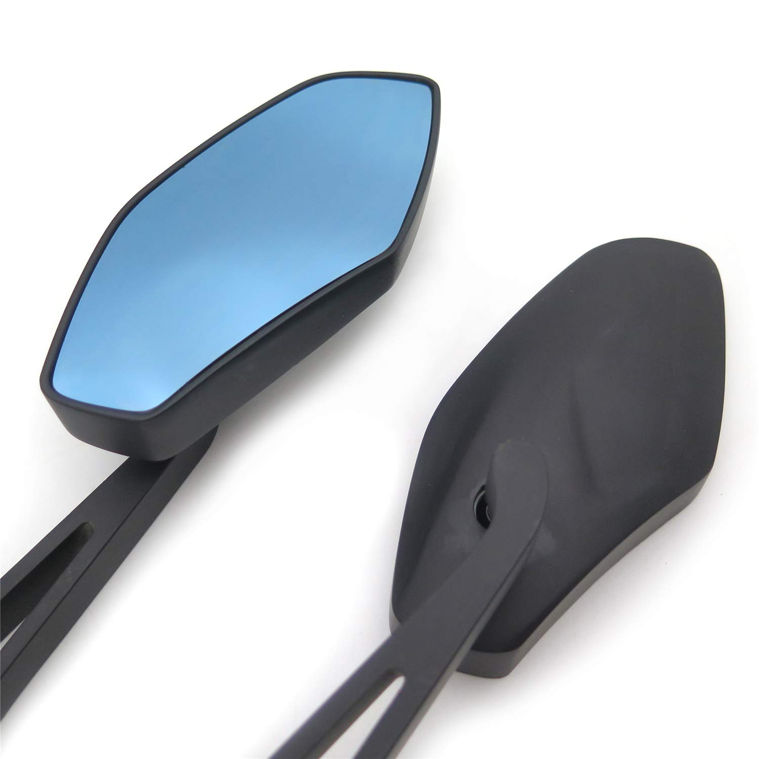 HTTMT MT400-009 Black Motorcycle Mirrors - 8mm & 10mm Clockwise Screw Bolt Compatible with Suzuki, Kawasaki, Yamaha, Harley (Handlebar Mount) - Perfect for Cruiser, Touring & Street Bikes
