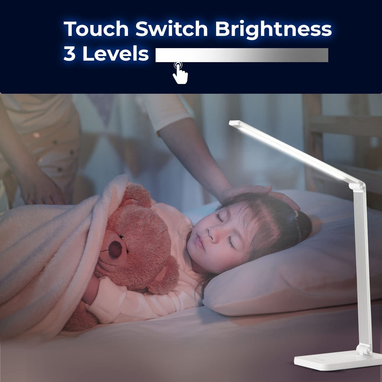 Himalayan Glow WBM Smart LED Desk Lamp - Eye-Caring Adjustable Table Light with USB Charging Port for Home Office, Study & Reading | Dimmable Task Lighting for Workstations, Bedside & Nightstand Use