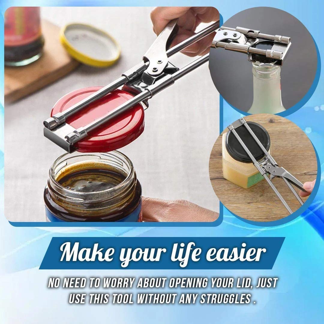 Juanandidy Adjustable Multifunctional Stainless Steel Can Opener - Easy-Open Kitchen Tool for Cans, Jars & Bottles - Perfect for Camping, Picnics & Emergency Preparedness