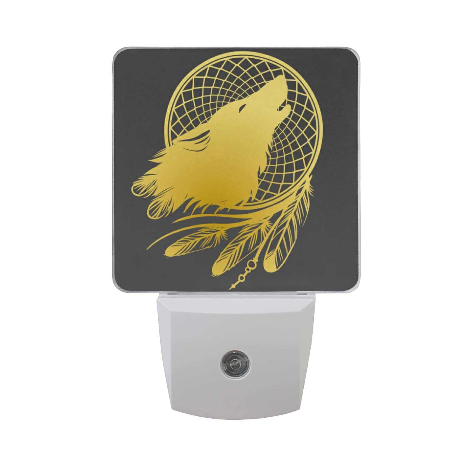 Howling Wolf Dreamcatcher Night Light - 2 Pack with Auto Sensor for Bedroom, Hallway & Stairs