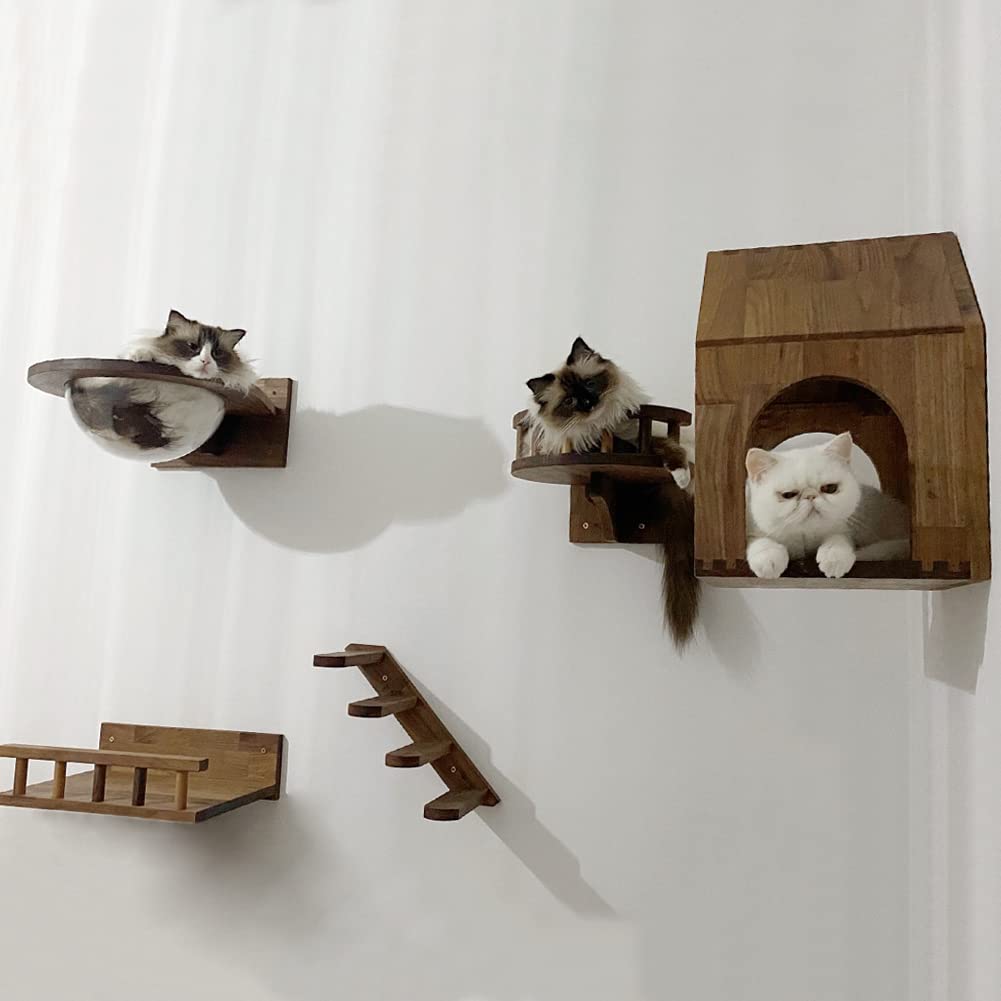 Wooden Wall-Mounted Cat House - Cozy Cat Bed, Perch & Shelf for Indoor Cats | Perfect for Small Spaces & Home Decoration | Durable Cat Furniture for Climbing & Lounging