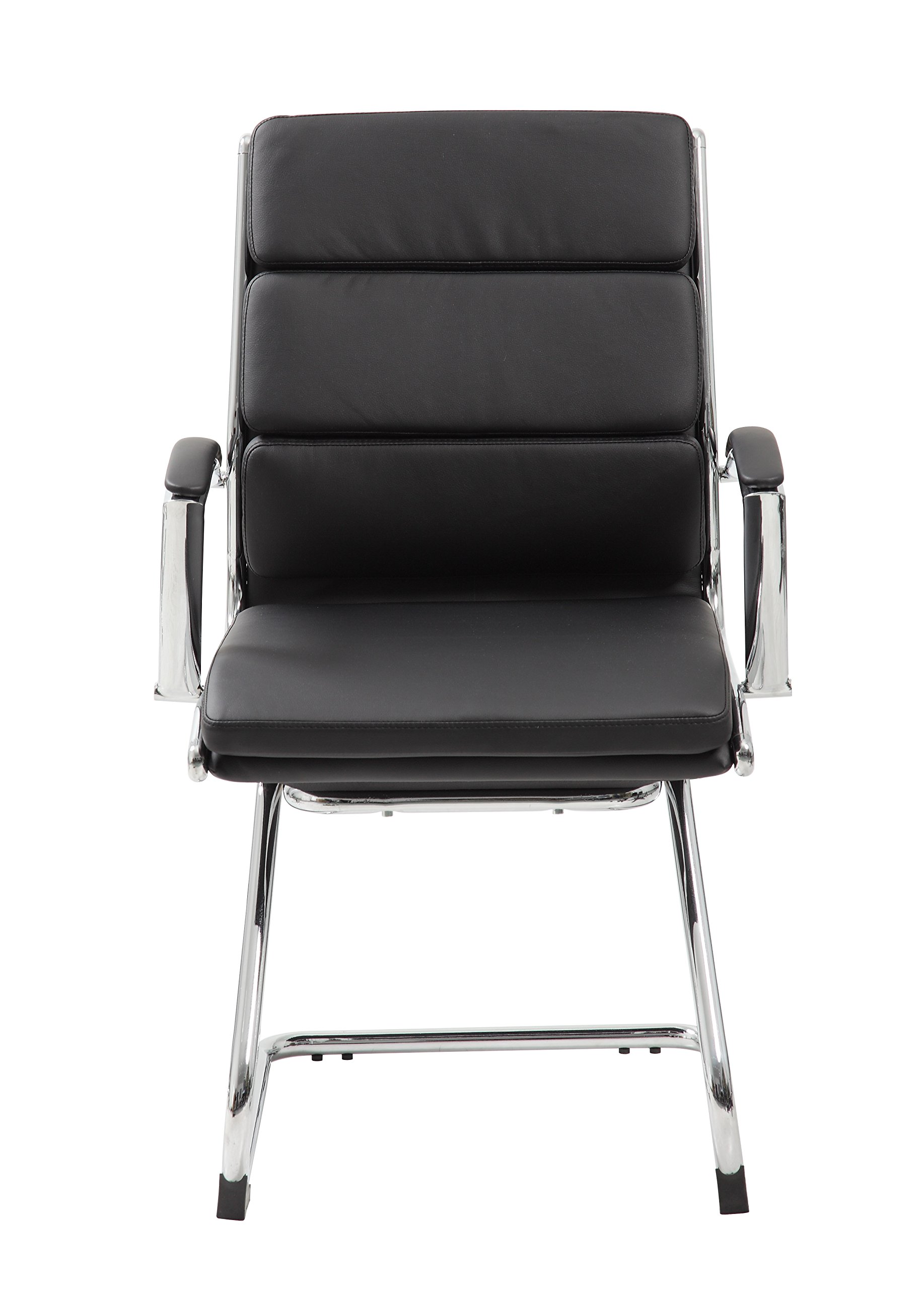 Boss Executive Mid Back CaressoftPlus Office Chair - Black with Chrome Metal Finish for Home & Business Workspaces
