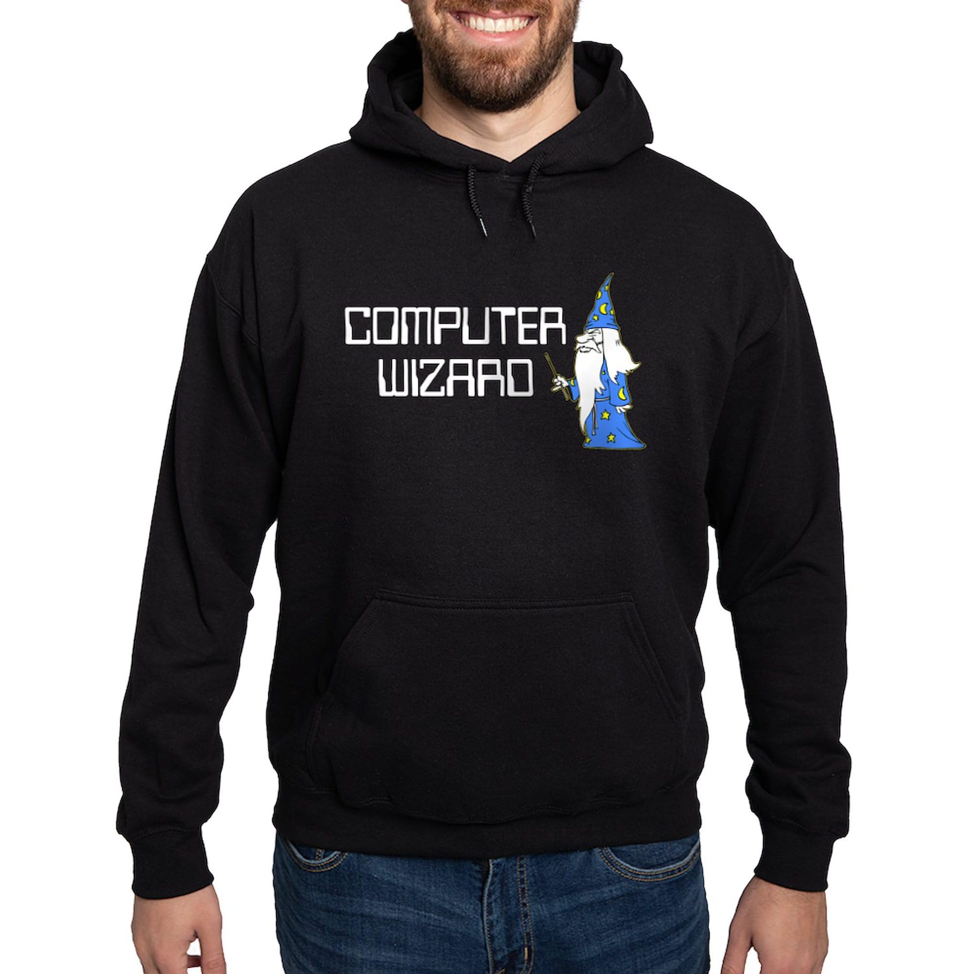 Computer Wizard Hoodie for Men - Dark Regular Fit Pullover Sweatshirt | Perfect for Tech Enthusiasts, Programmers & Geeks