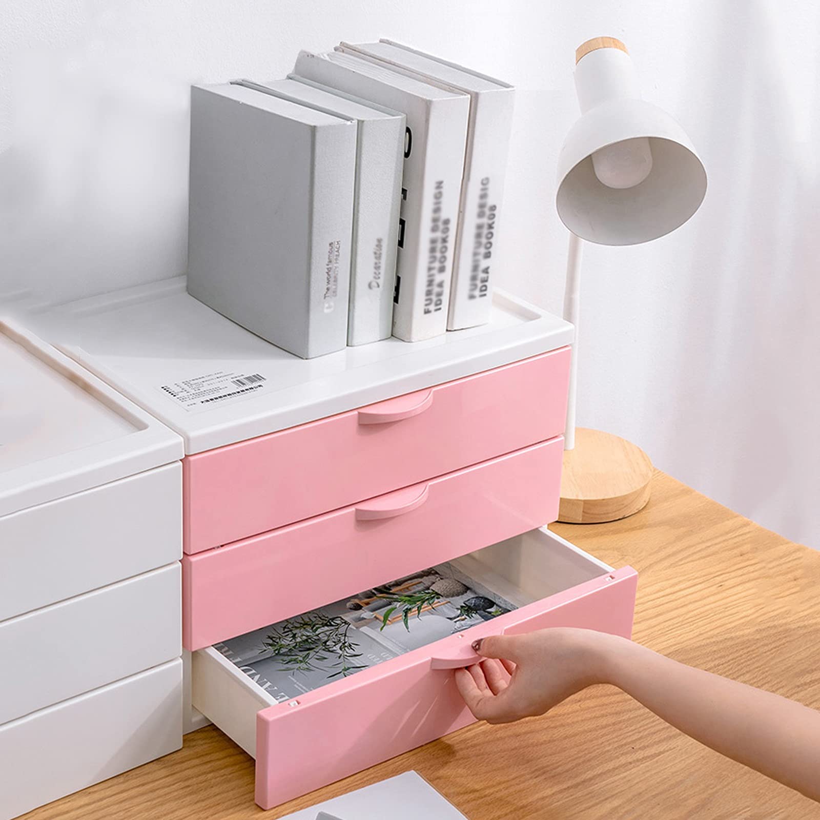 3-Tier Plastic Storage Drawer Organizer - Stackable Desktop File Organizer for Home & Office - Blue Desktop Storage Box for Documents, Supplies & Stationery - Perfect for Workspace, Study & Craft Room Organization