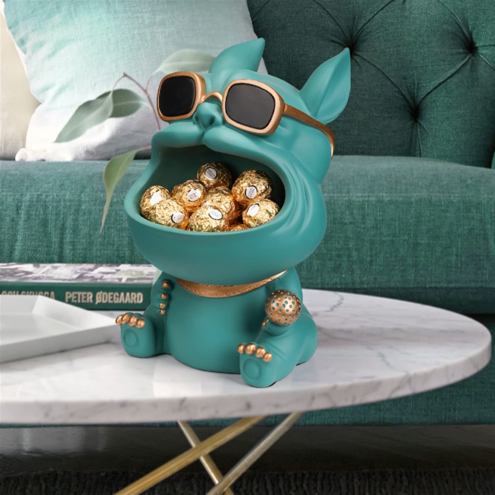 Resin Bulldog Statue - Decorative Storage Box for Candy, Keys & Small Items | Home & Office Decor for Living Room, Desktop & Table | Perfect for Gifts, Parties & Home Organization