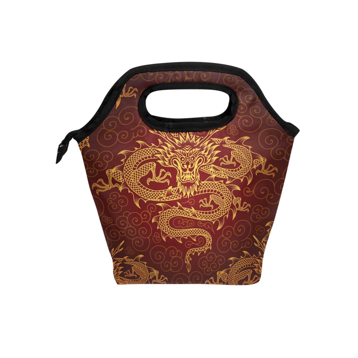 ZZKKO Insulated Lunch Bag - Dragon Tribal Design Reusable Tote for Meal Prep, Work, School & Outdoor | Thermal Zipper Lunch Box for Men & Women | Perfect for Office, Picnics & Travel