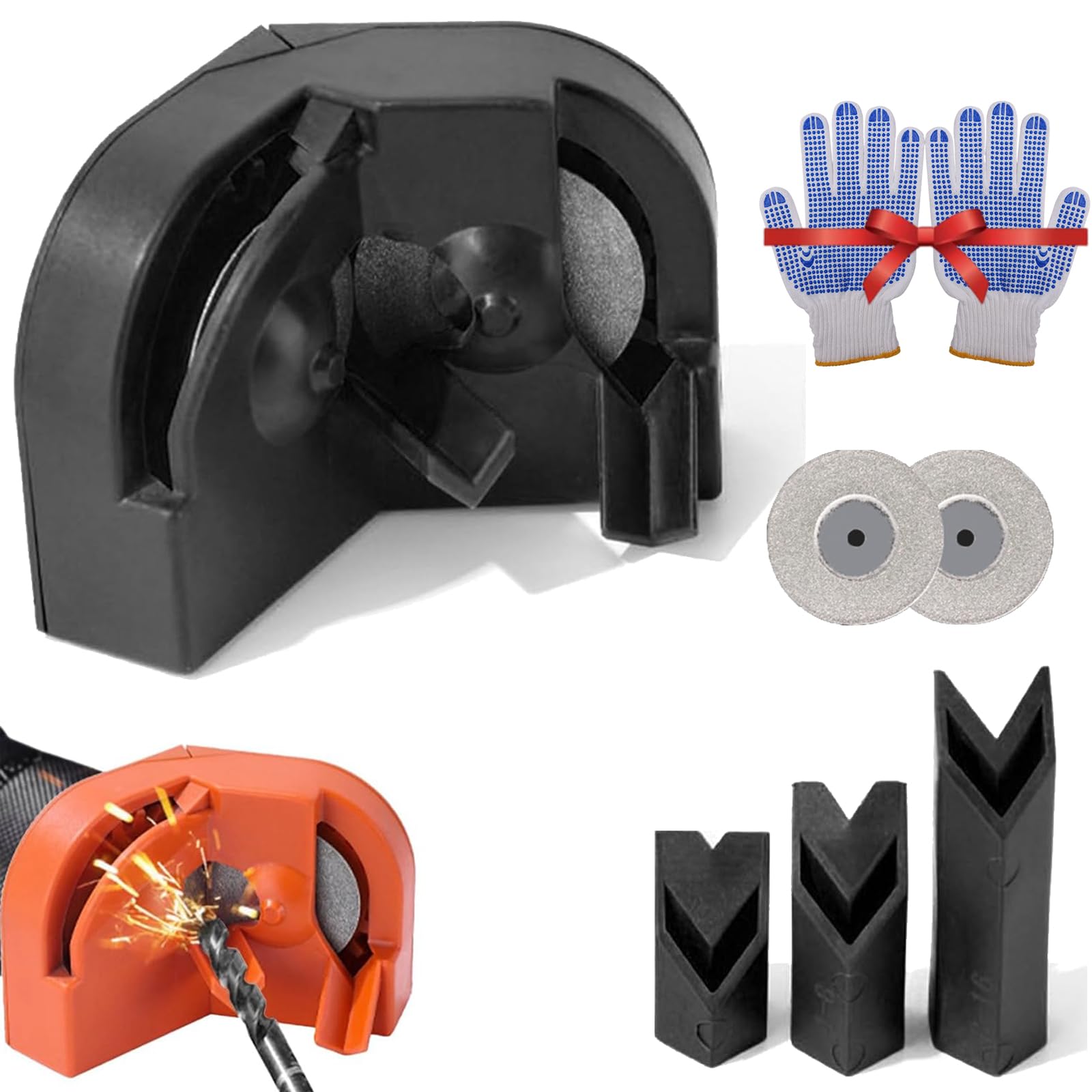 Premium Multi-Purpose Drill Bit Sharpener Set - Universal Drill Bit Grinder for All Bits (Black) | Perfect for DIY Projects, Metalworking & Woodworking Tools Maintenance