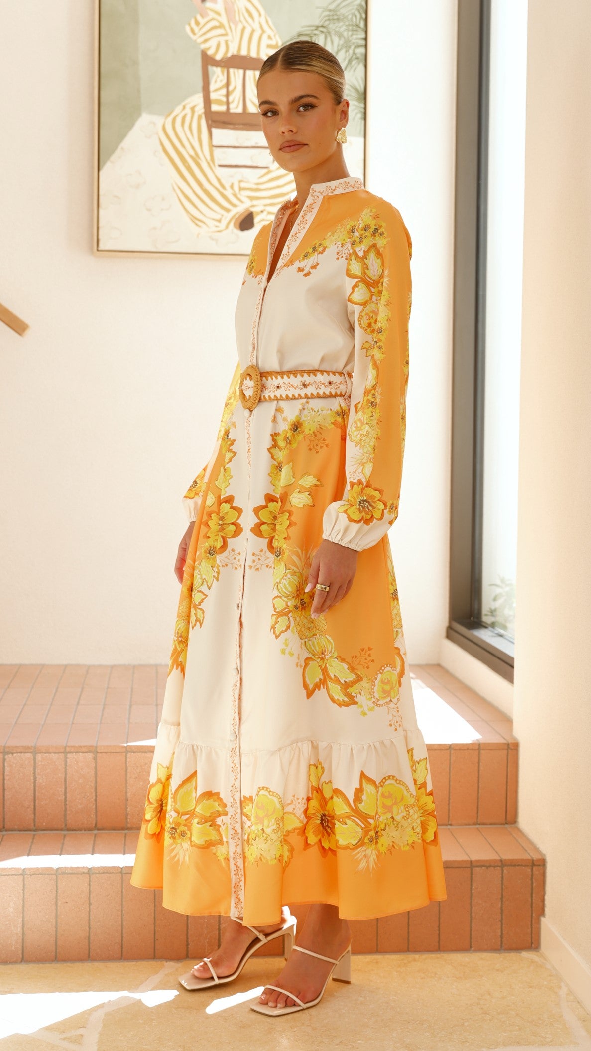 Addison Maxi Dress - Orange & Yellow Floral Summer Dress for Women | Beach Vacation, Garden Party & Casual Outfit