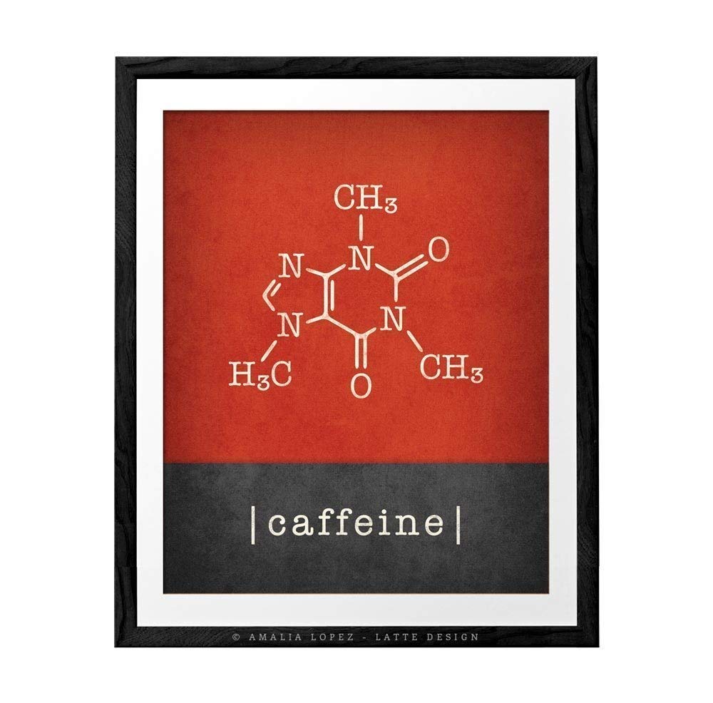 Caffeine Molecule Coffee Poster - Latte Design Wall Art for Kitchen Decor
