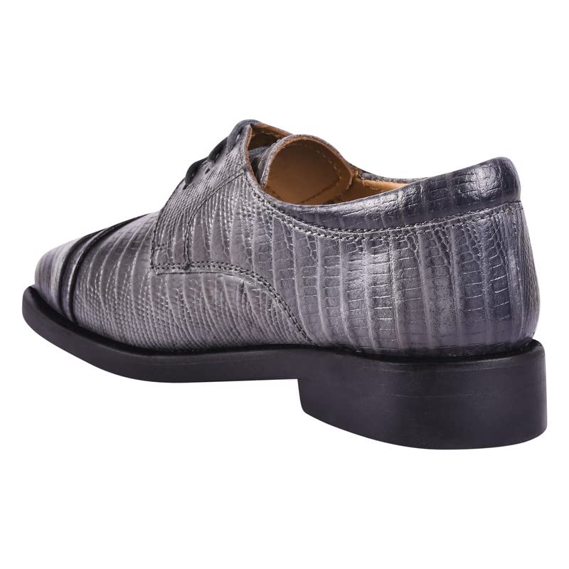 LIBERTYZENO Boys Lizard Print Genuine Leather Oxford Dress Shoes - Kids & Toddlers Lace Up Formal Shoes for Easter, Church, Wedding & Special Occasions