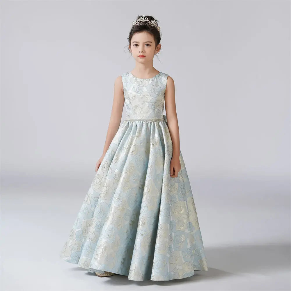 Elegant A-Line Rose Pattern Formal Princess Gown for Prom, Wedding, and Special Occasions - Women's Evening Dress