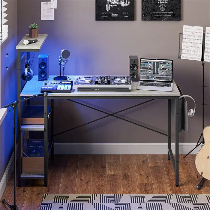 Bestier 51 Inch LED Gaming Desk with 4 Tier Shelves & Storage Bag - Perfect for PC Gaming Setup, Home Office & Streaming Station