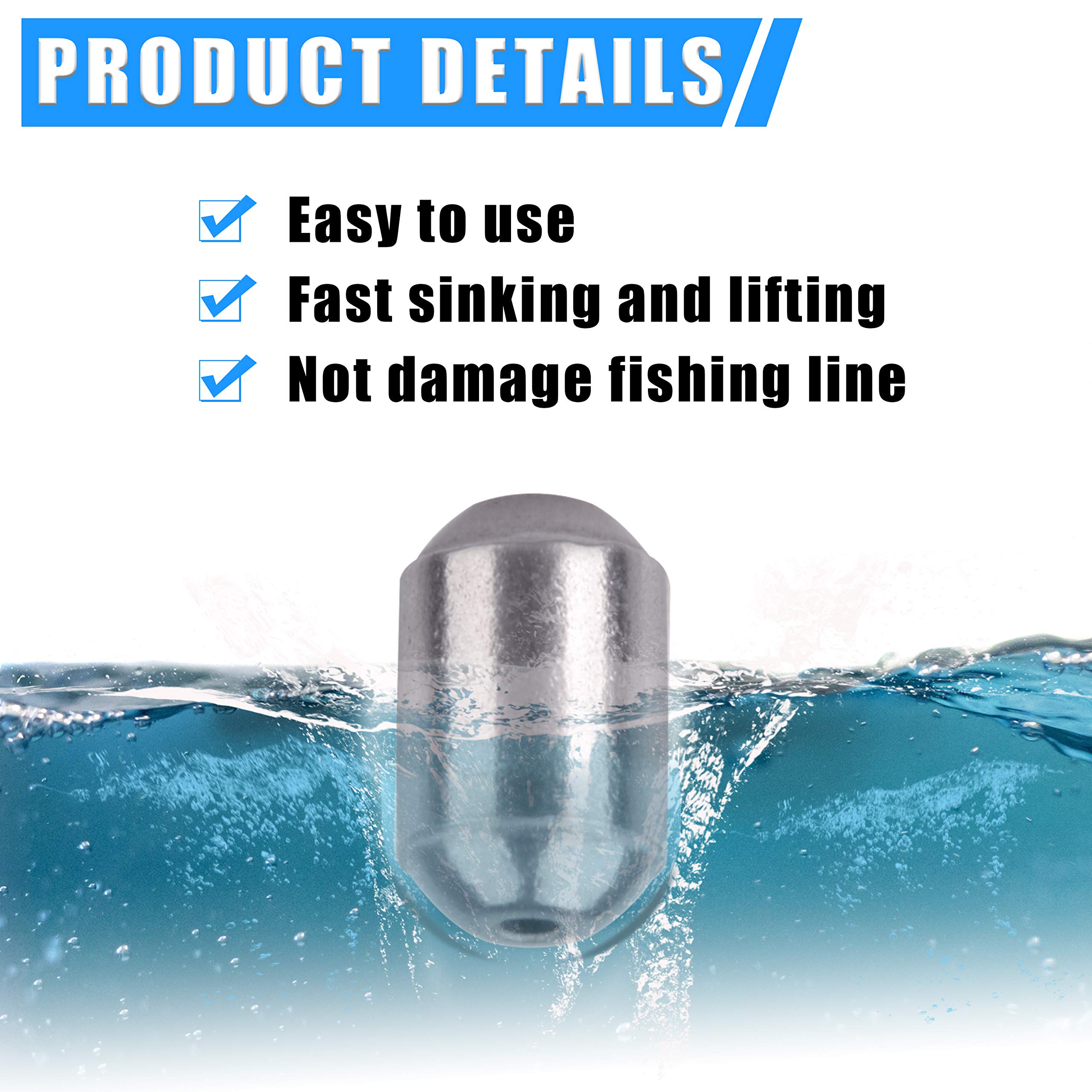 AGOOL Egg Sinkers Fishing Weights - 15/25pcs Iron Slip Sinkers for Bass, Catfish, Saltwater & Freshwater Fishing - Oval Sinkers for Casting, Bottom Fishing & Drift Fishing