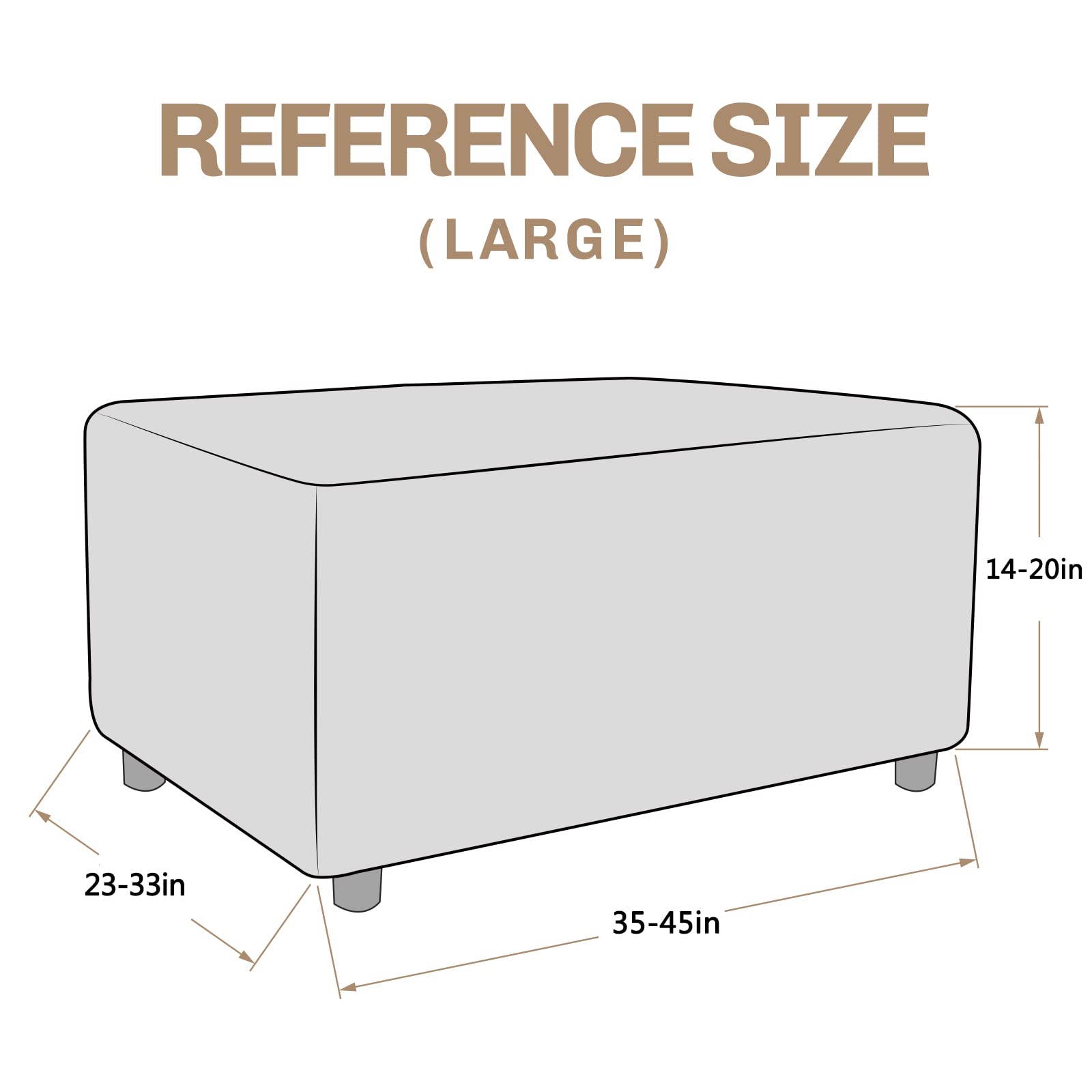 JIVINER Rectangle Stretch Ottoman Slipcover - Soft Furniture Protector with Elastic Bottom for Folding Storage Footstool (Large, Black) | Perfect for Living Room, Bedroom & Home Decor