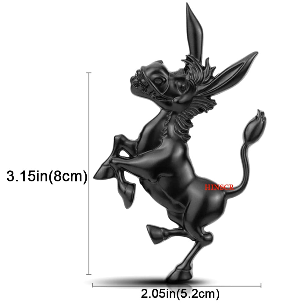 Donkey Metal 3D Car Hood Emblem - Black Decorative Badge Sticker for Car, Motorcycle, Laptop, Backpack - Perfect for Personalizing Vehicles and Accessories