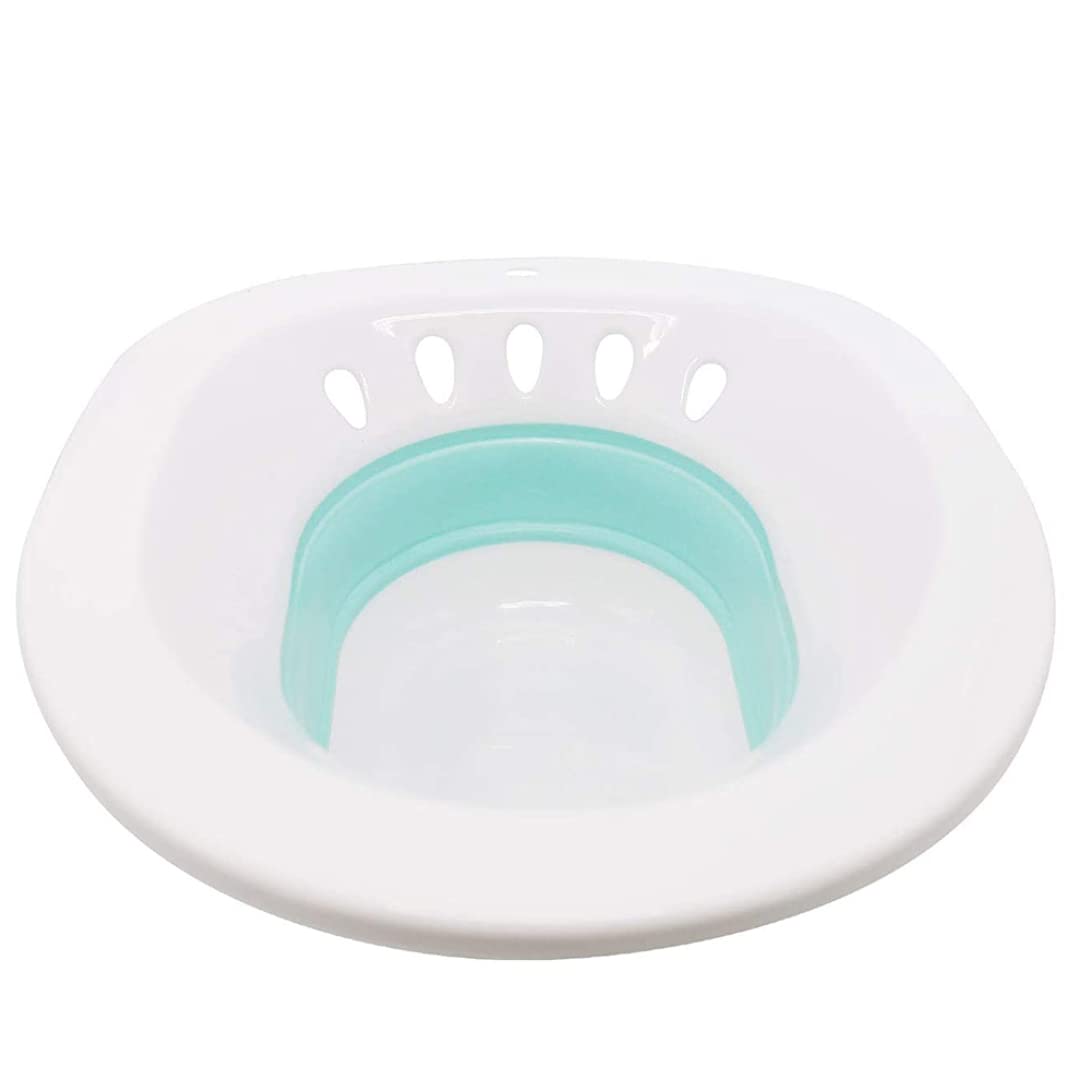 Foldable Portable Sitz Bath Basin for Hemorrhoid Relief & Postpartum Care - Perineal Episiotomy & Post-Surgery Recovery - Blue Bidet for Toilet Use at Home or Travel