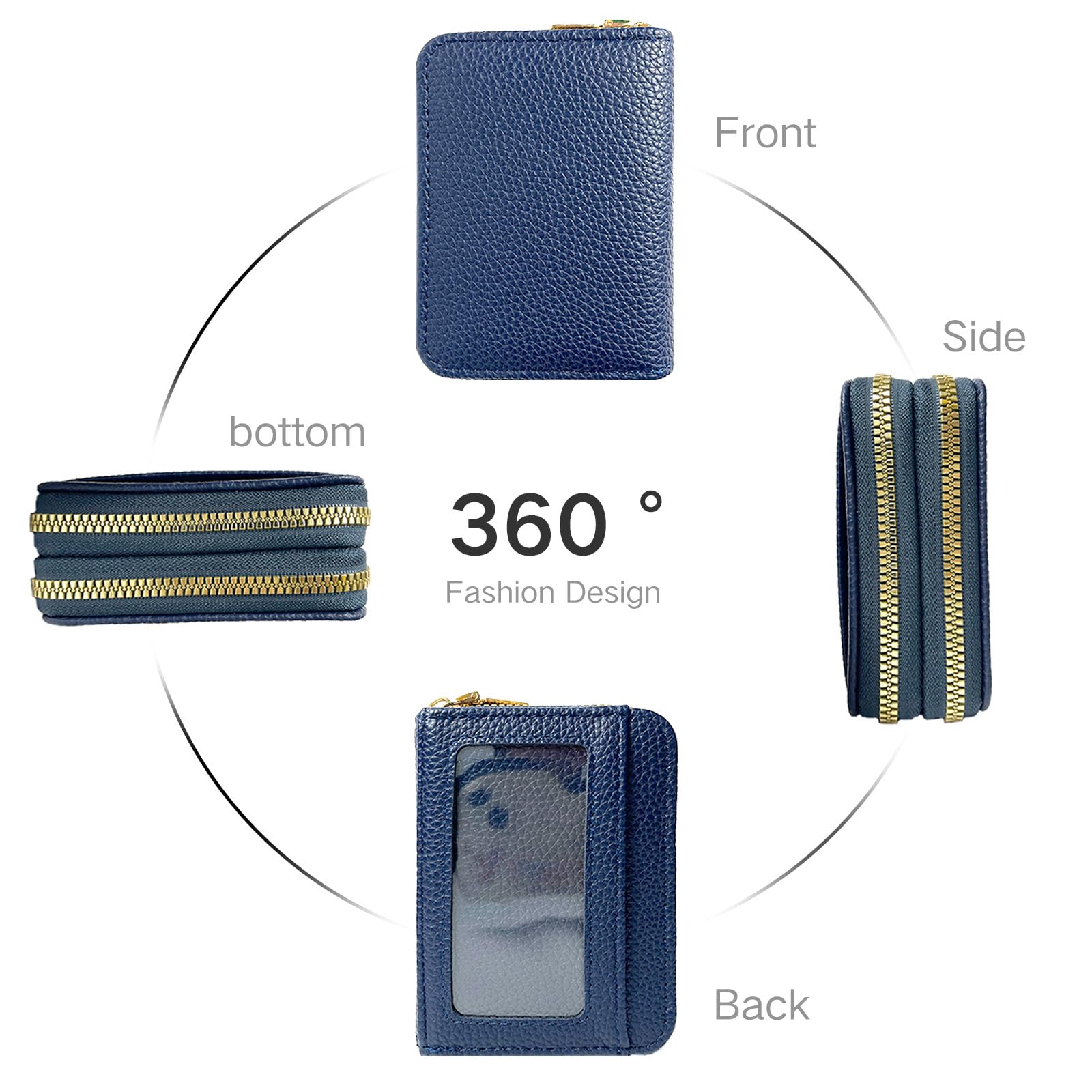 RFID Blocking Credit Card Wallet for Women - Slim Zipper Card Holder with Wrist Strap | Secure Travel & Everyday Use