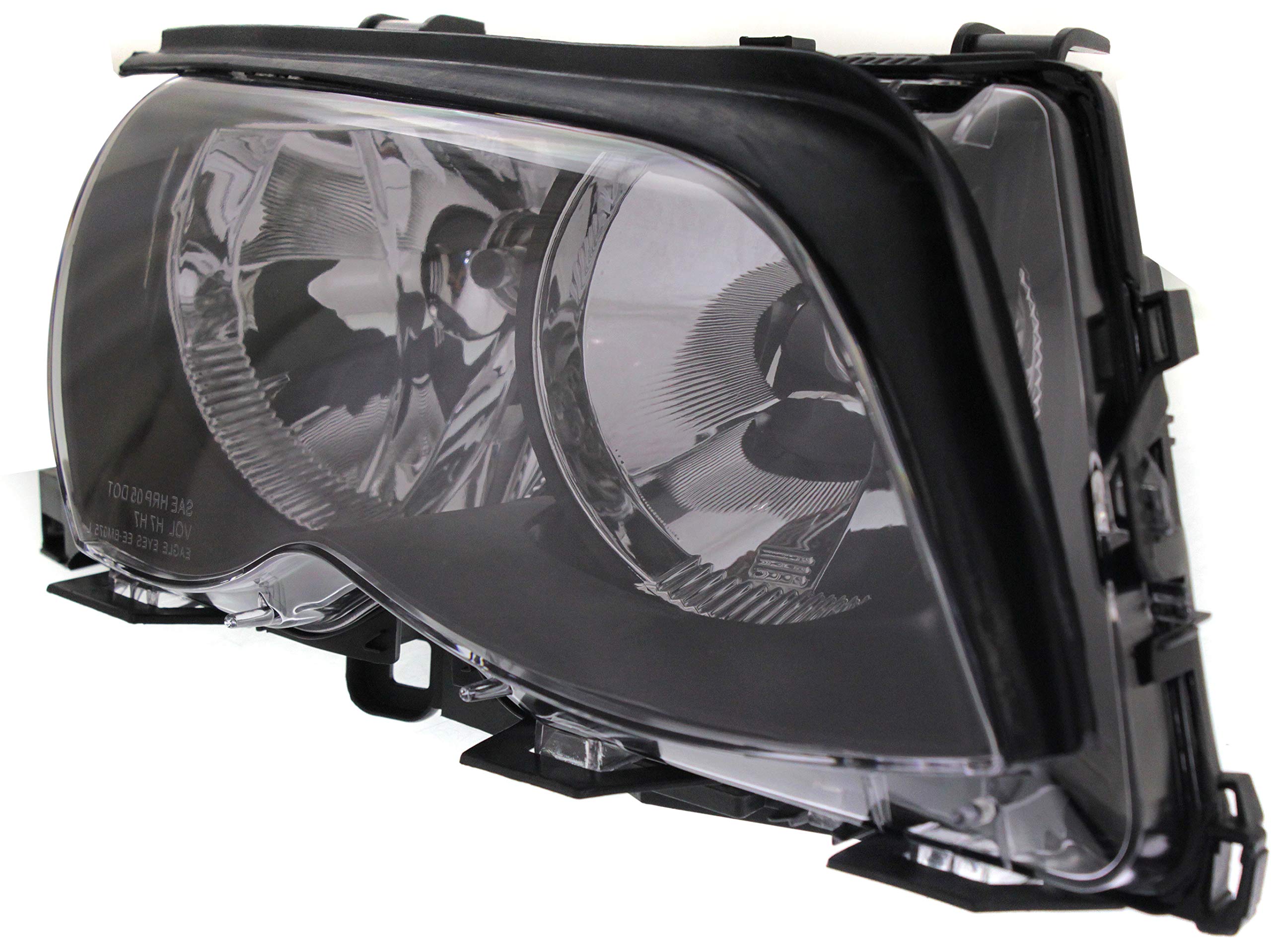 BMW 3-Series (2002-2005) Right Passenger Side Halogen Headlight Assembly - Black Interior, Compatible with 320i 323i 325i 328i 330i Sedan & Wagon - Direct Replacement for Improved Night Driving Safety