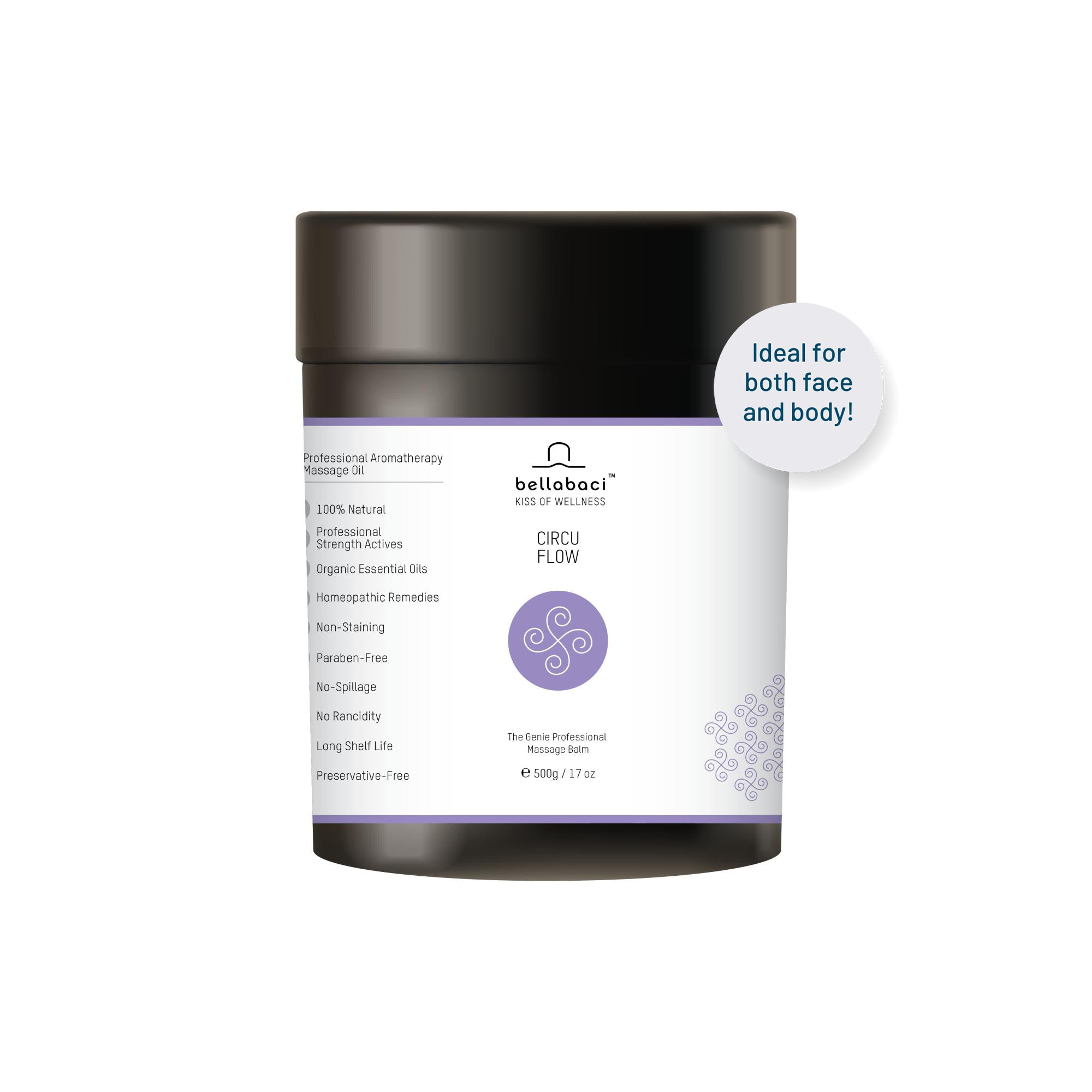 Bellabaci CircuFlow Wellness Balm - 17.63 oz Natural Muscle Relief & Relaxation Balm for Pain Relief, Stress Relief & Improved Circulation - Perfect for Post-Workout Recovery, Massage Therapy & Daily Self-Care Routine