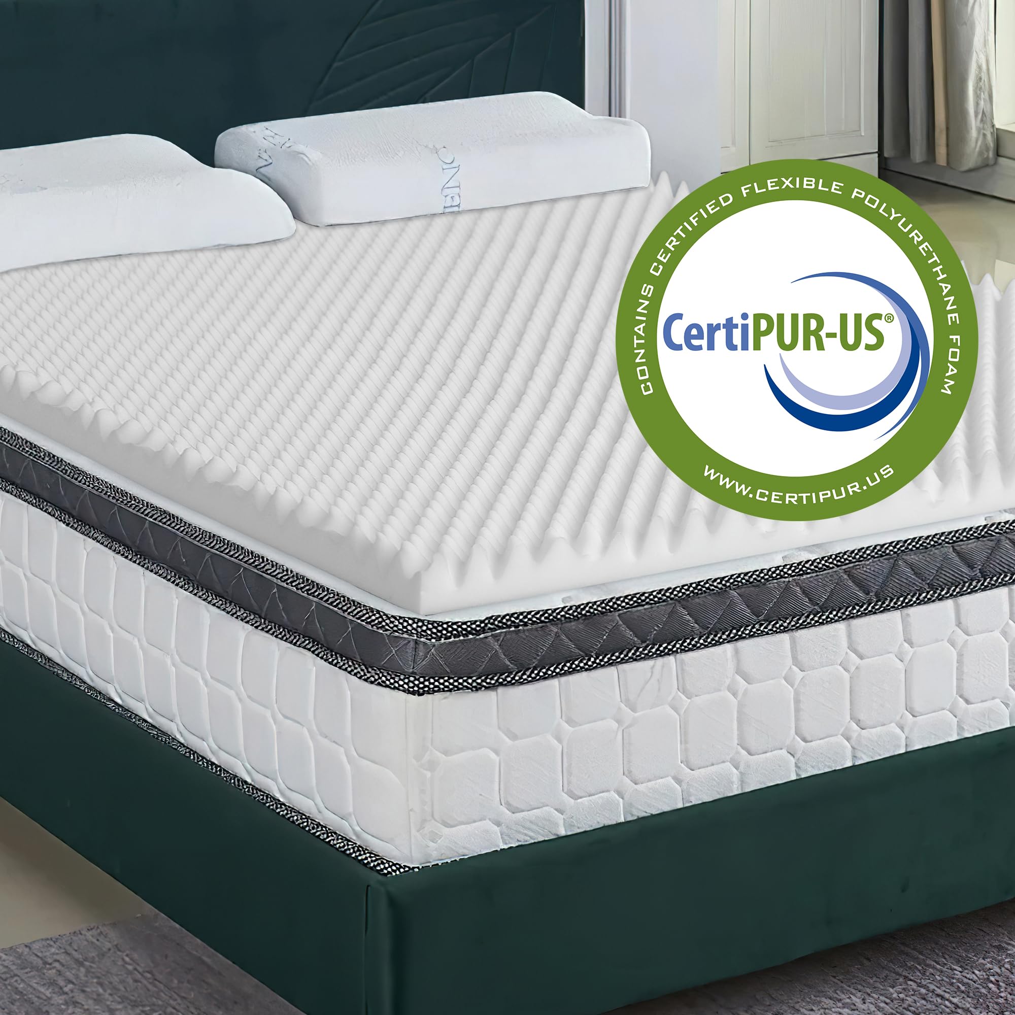 Premium 1-Inch Egg Shell Design Mattress Topper - King Size White Memory Foam for Pressure Relief & Better Sleep - Breathable Cooling Bed Topper for Back Pain Relief - Perfect for Hot Sleepers & Side Sleepers (20