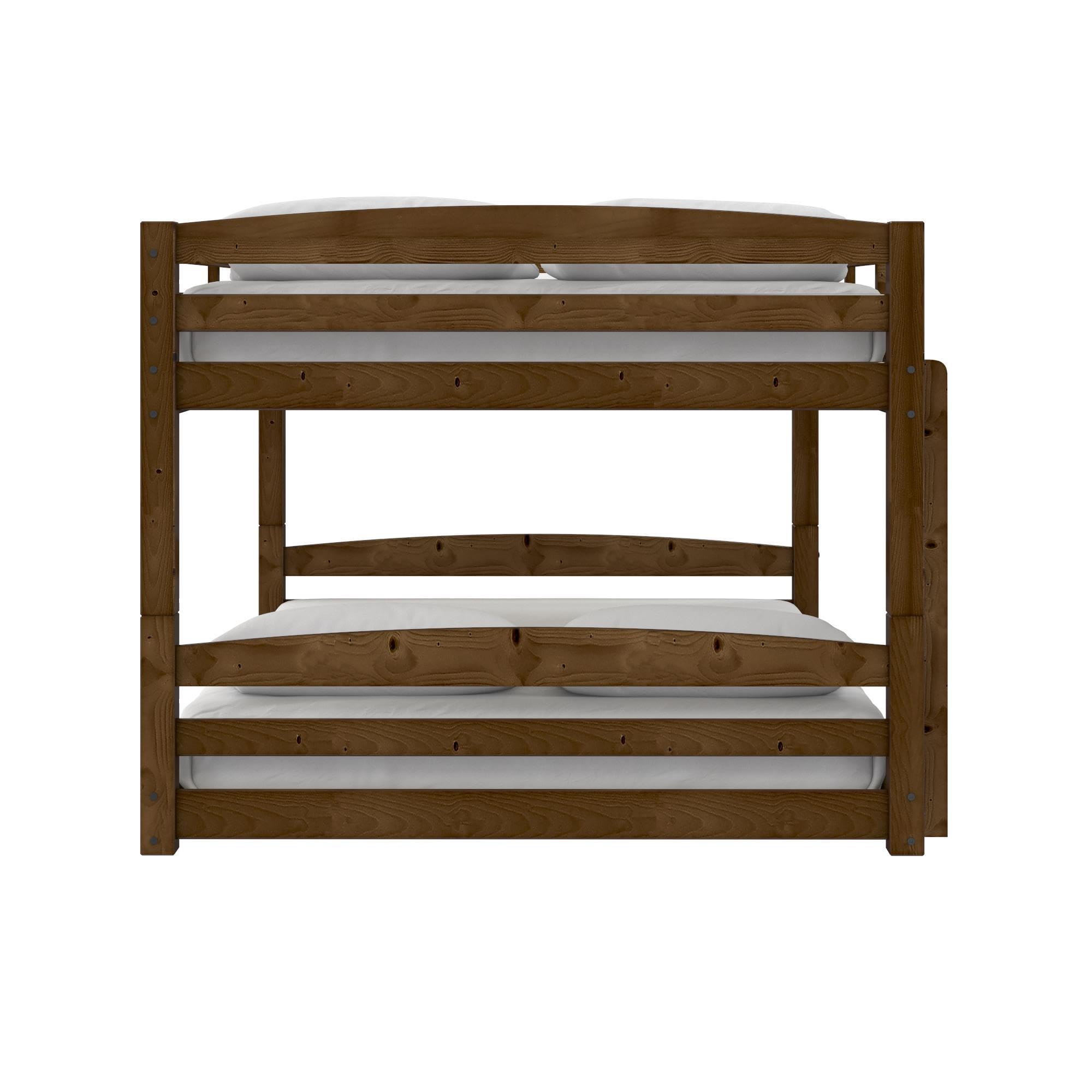 DHP Phoenix Convertible Low Wood Floor Bunk Bed - Full Over Full Stackable Kids Bed Frame with Ladder & High Guardrail | Solid Wood Construction, No Box Spring Needed | Perfect for Small Rooms, Guest Rooms & Kids' Shared Bedrooms