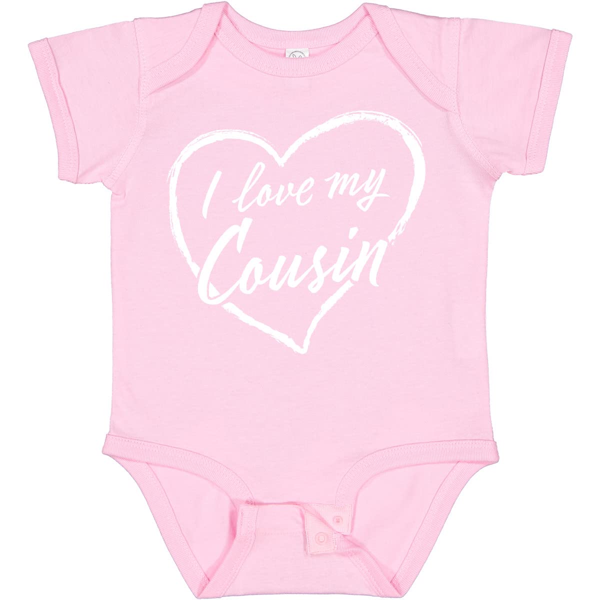 Inktastic I Love My Cousin White Chalk Heart Baby Bodysuit - Cute Cousin Gift for Newborns & Infants - Perfect for Family Reunions & Special Occasions