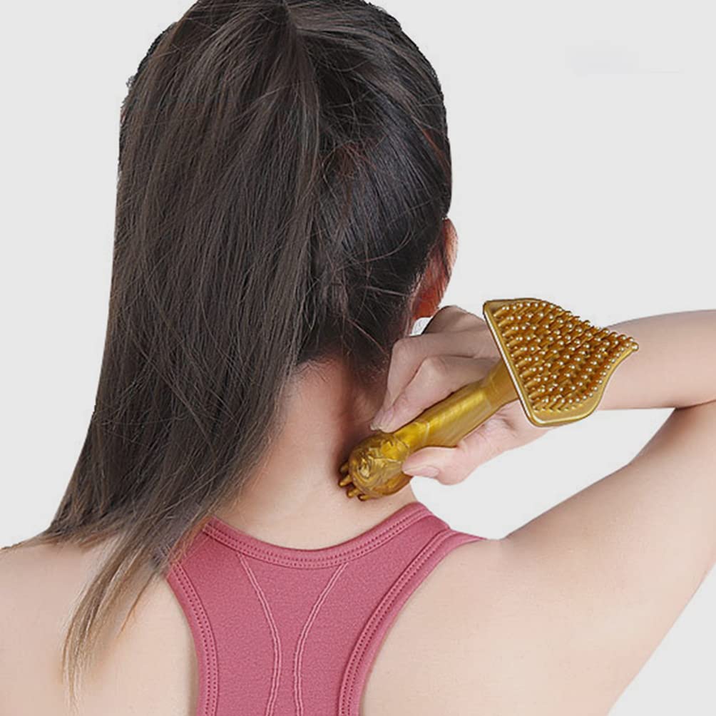 2Pcs Body Massage Brush with Essential Oil - Relaxing Scalp & Skin Exfoliator for Shower, Bath & Spa - Golden Hair & Body Brush for Deep Cleansing & Relaxation
