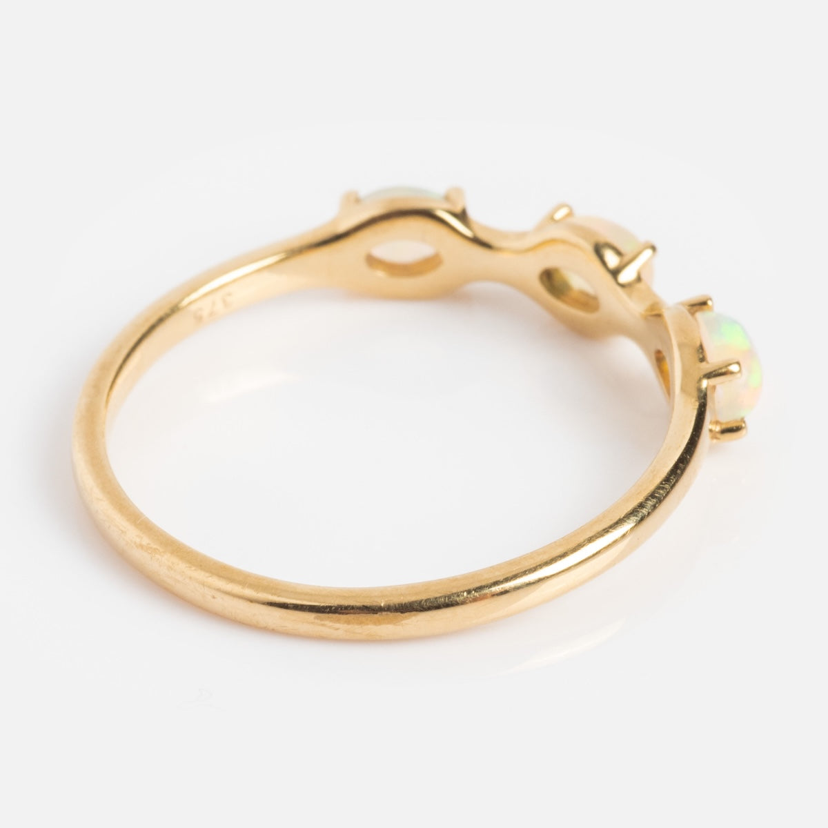 Solid Gold Bold Opal Trio Ring for Women - Elegant Stackable Statement Jewelry for Parties, Weddings & Special Occasions