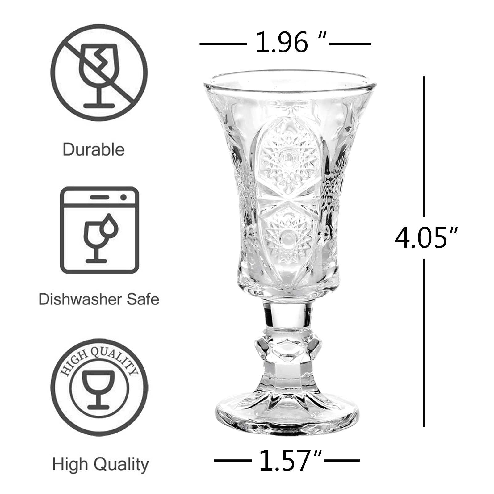 Premium 1.5oz Shot Glasses Set of 6 - Durable Cordial & Sherry Glasses for Whiskey, Tequila, Vodka - Perfect for Parties, Bars & Home Entertaining