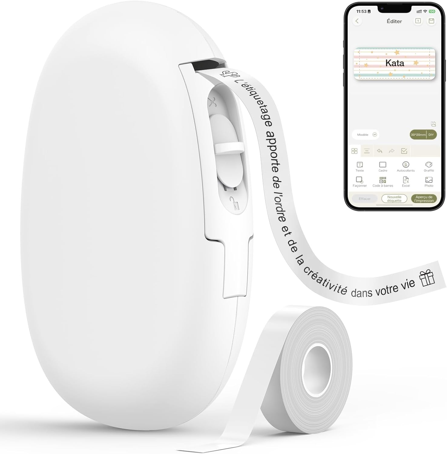 SUPVAN E10 Label Printer with Stickers - Smart Label Maker for Home & Office, 40+ Fonts, 150+ Templates & 700+ Icons - Custom Label Printing for Organization, Shipping & Packaging (Green)